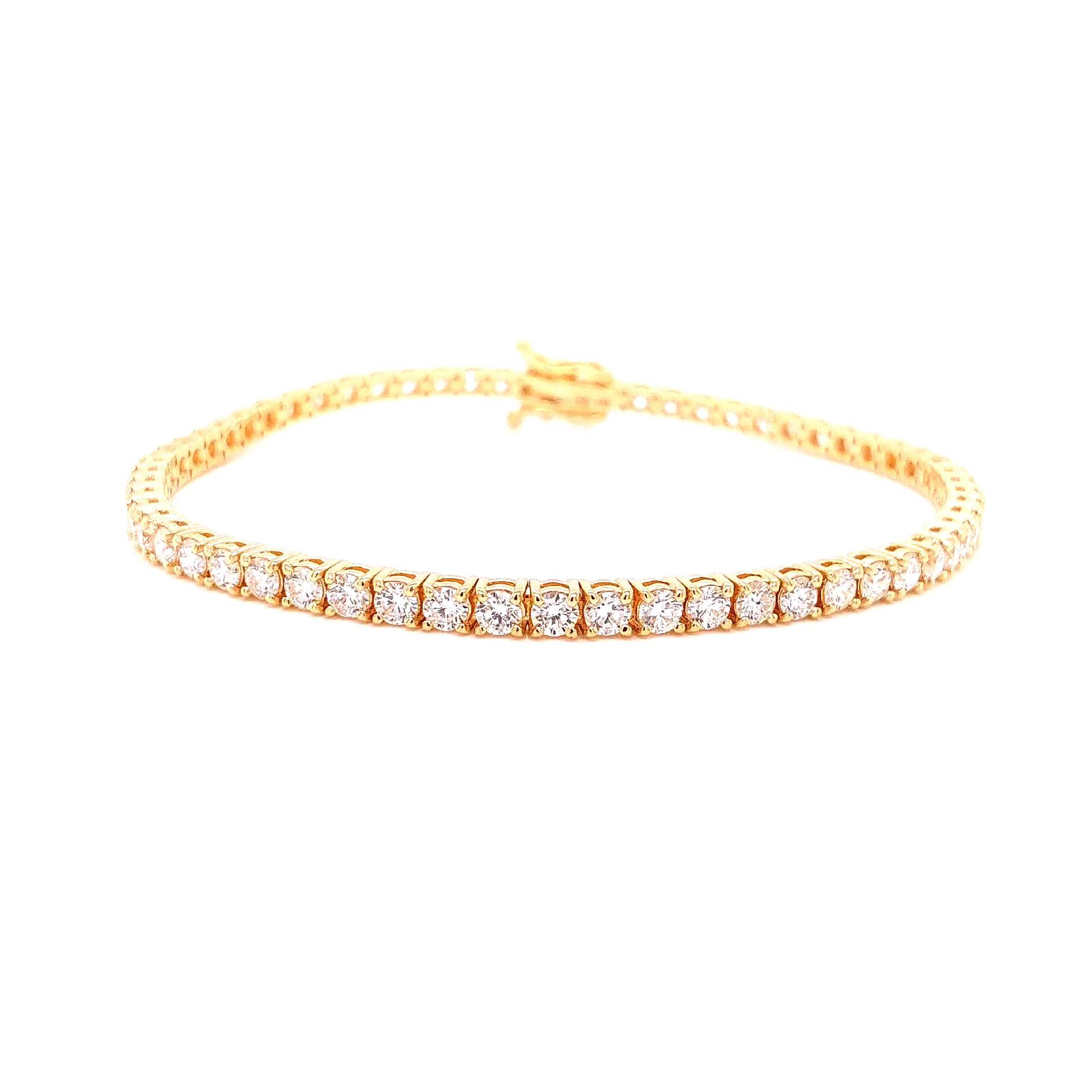 Round Diamond Tennis Bracelet, 4.45 ct., 14K Yellow Gold, Lab Grown