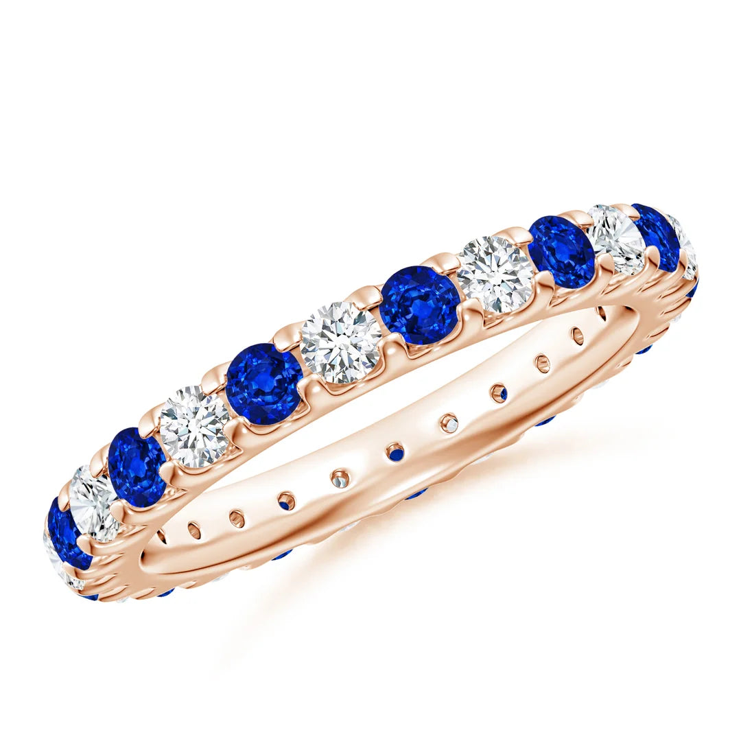 Blue Sapphire and Lab Diamond Eternity Ring