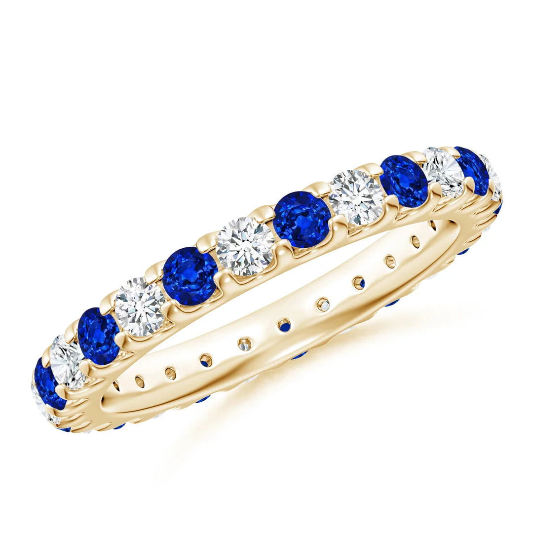 Blue Sapphire and Lab Diamond Eternity Ring
