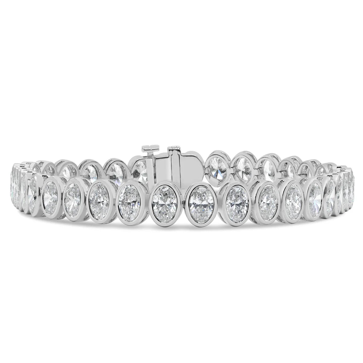 Lab Grown Bezel Oval Cut Diamond Tennis Bracelet