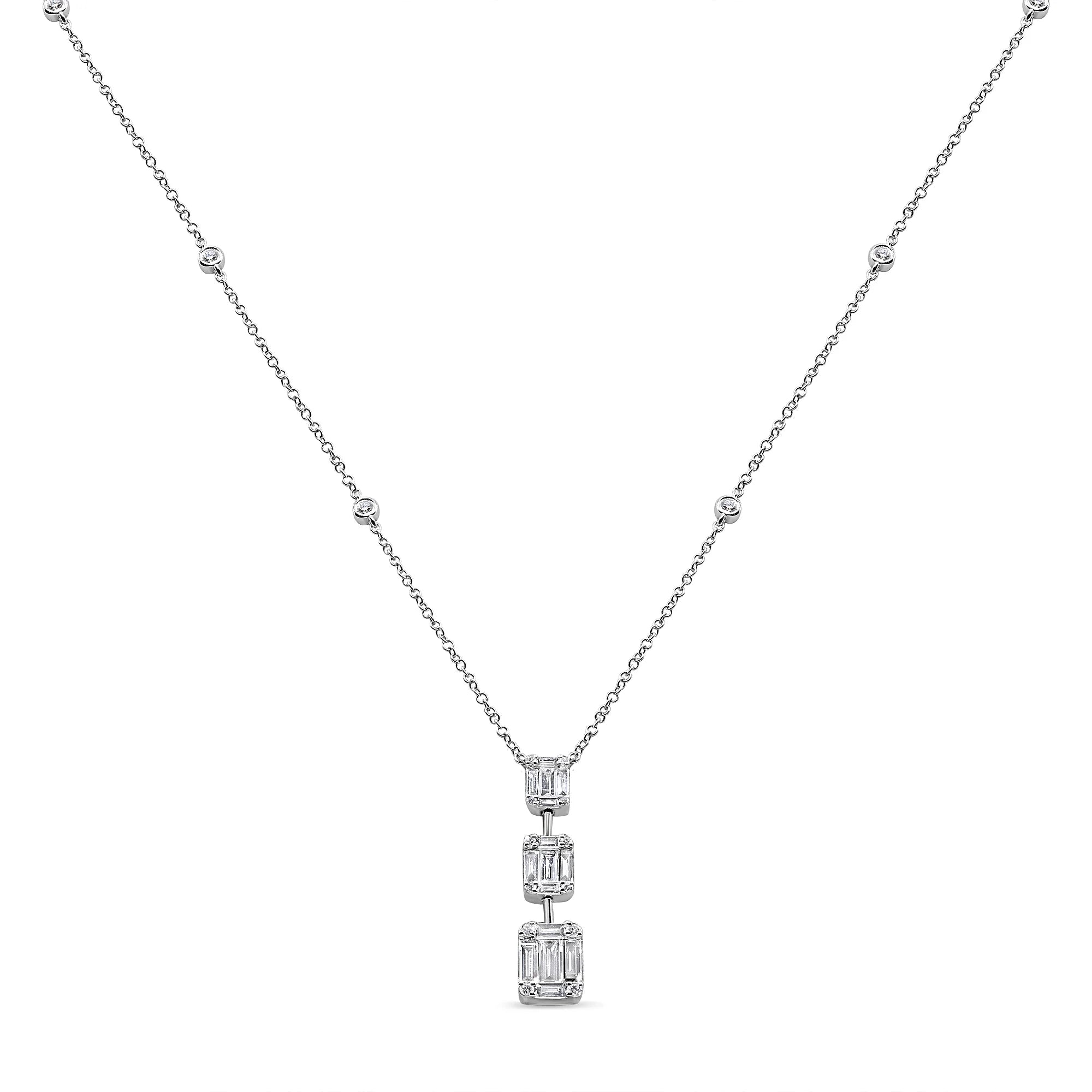 Baguette and Round Diamond Necklace