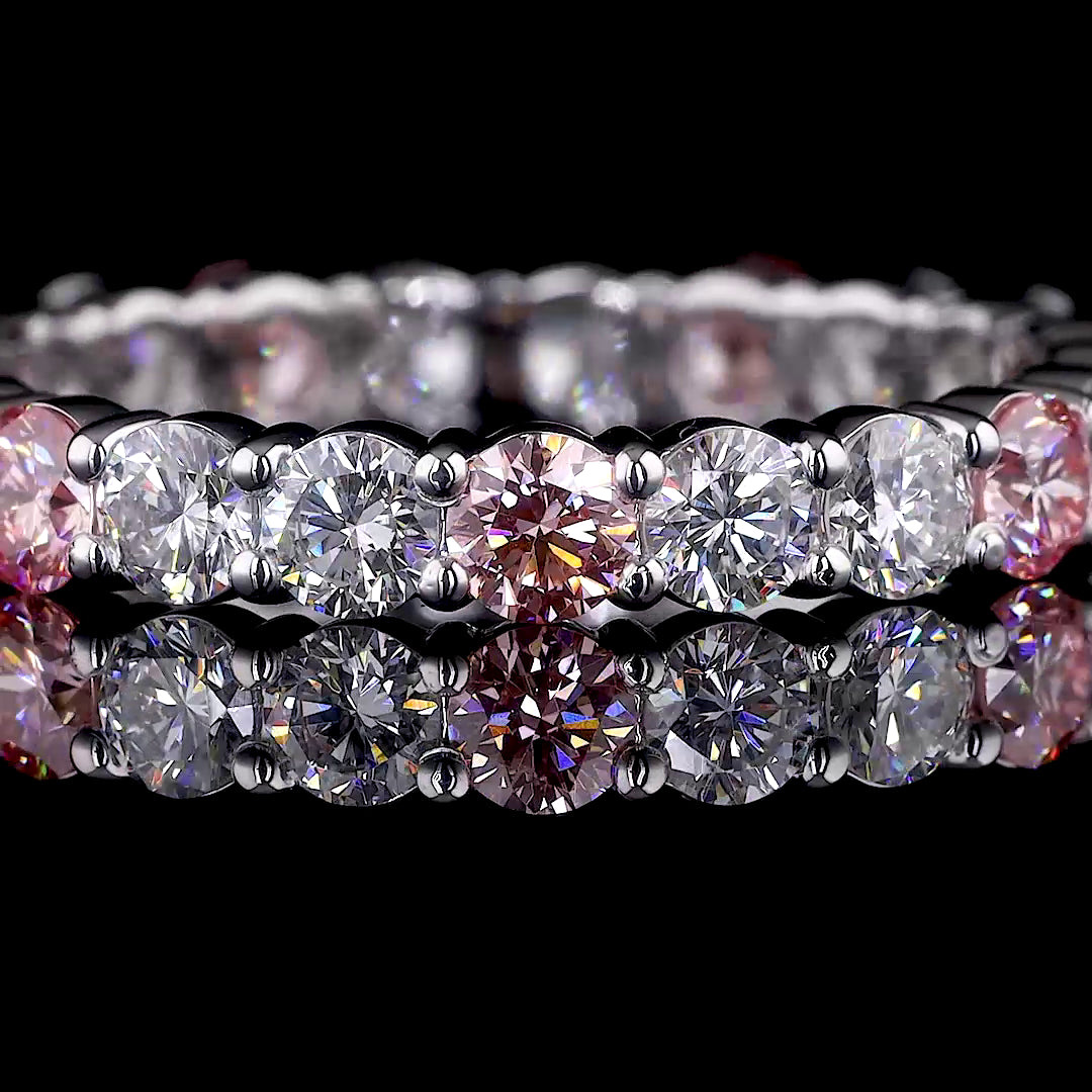 Pink Round Diamond Eternity Band, 2.13 ct., 14K White Gold, Lab Grown
