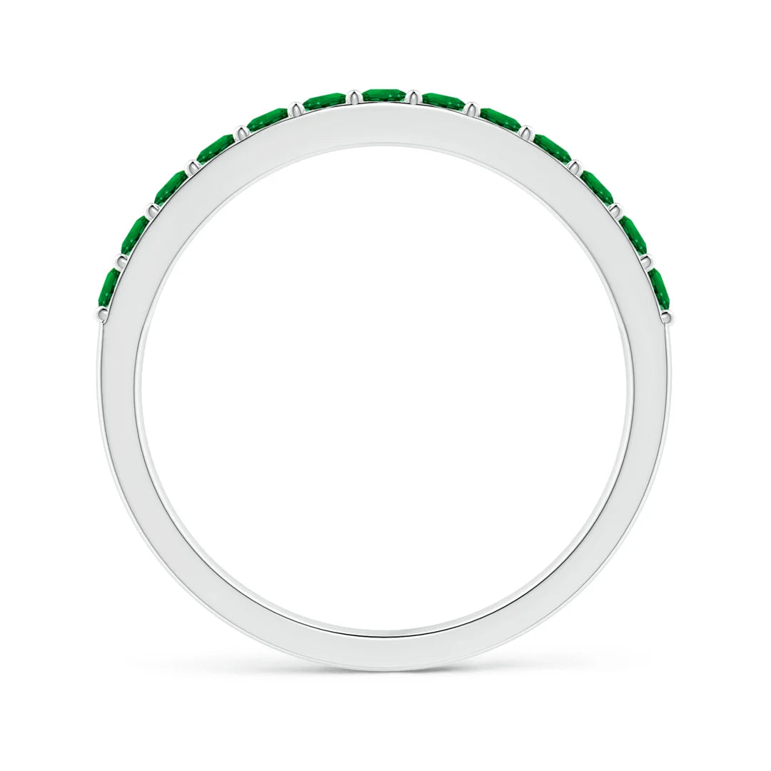 Half Eternity Round Emerald Wedding Ring