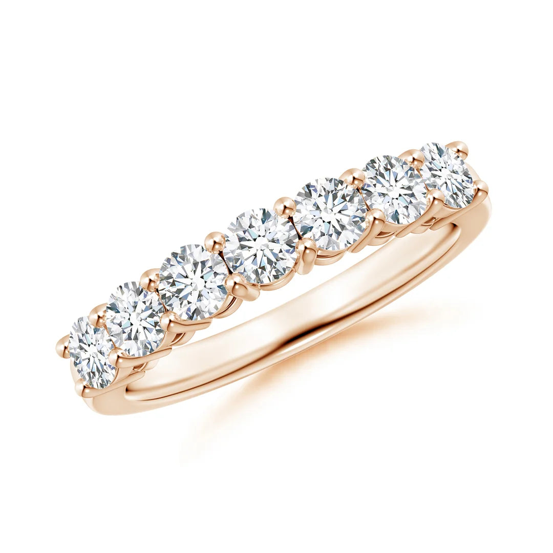 Prong-Set Round Seven Stone Diamond Wedding Ring