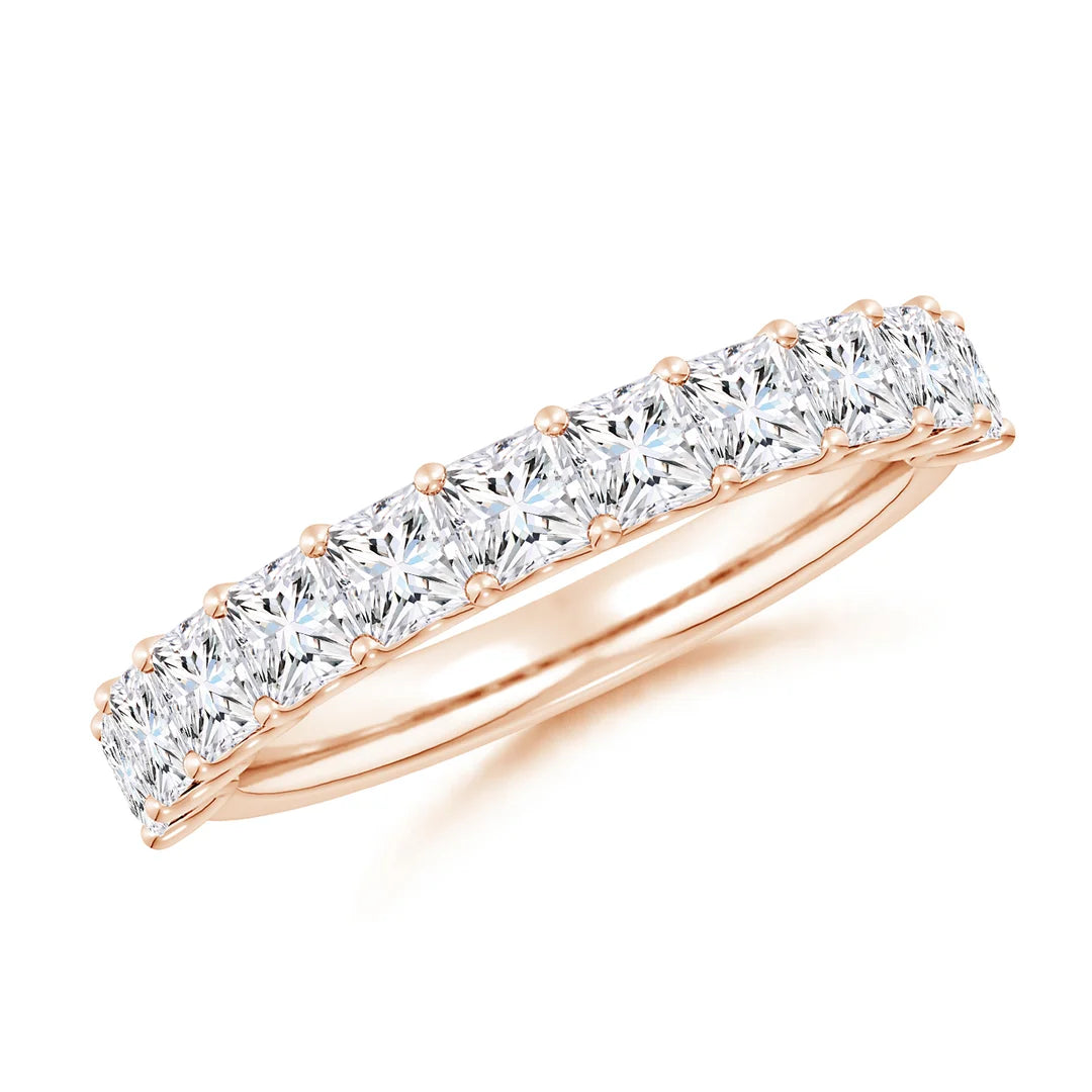 Princess-Cut Diamond Half Eternity Wedding Ring