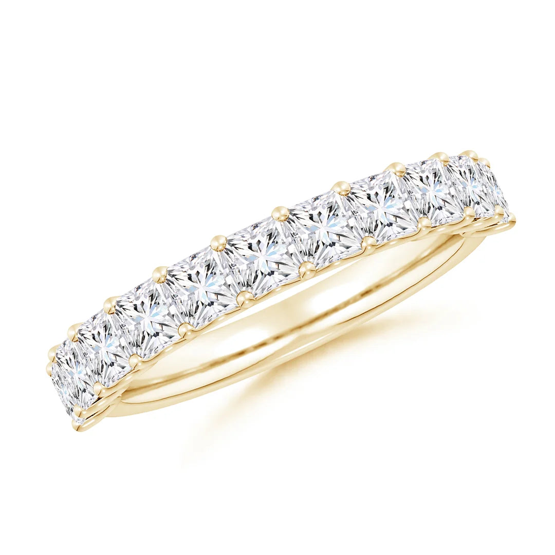 Princess-Cut Diamond Half Eternity Wedding Ring