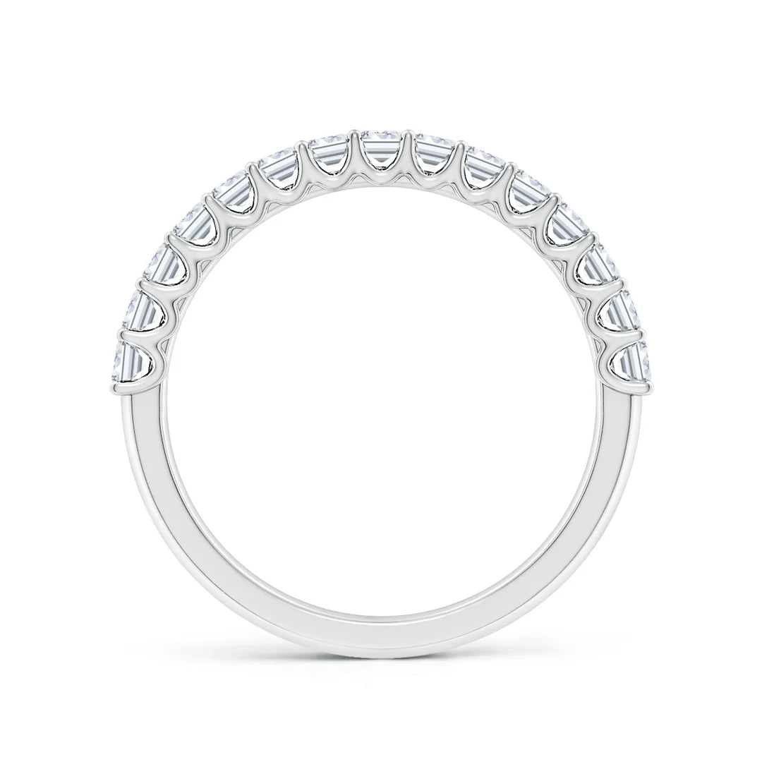 Emerald-Cut Prong-Set Diamond Half Eternity Wedding Ring, Lab-Grown
