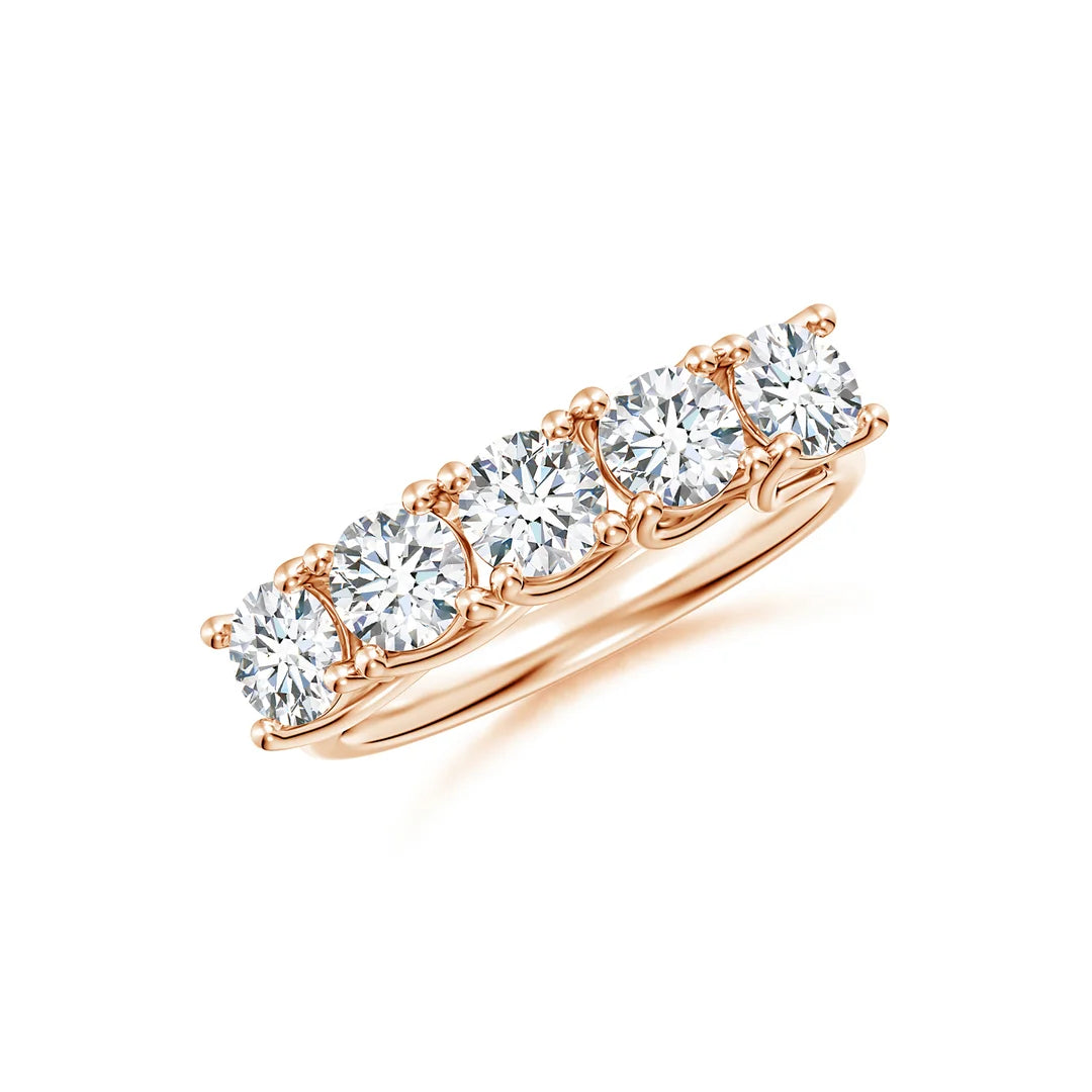 Half Eternity Five Stone Diamond Wedding Ring, Lab-Grown