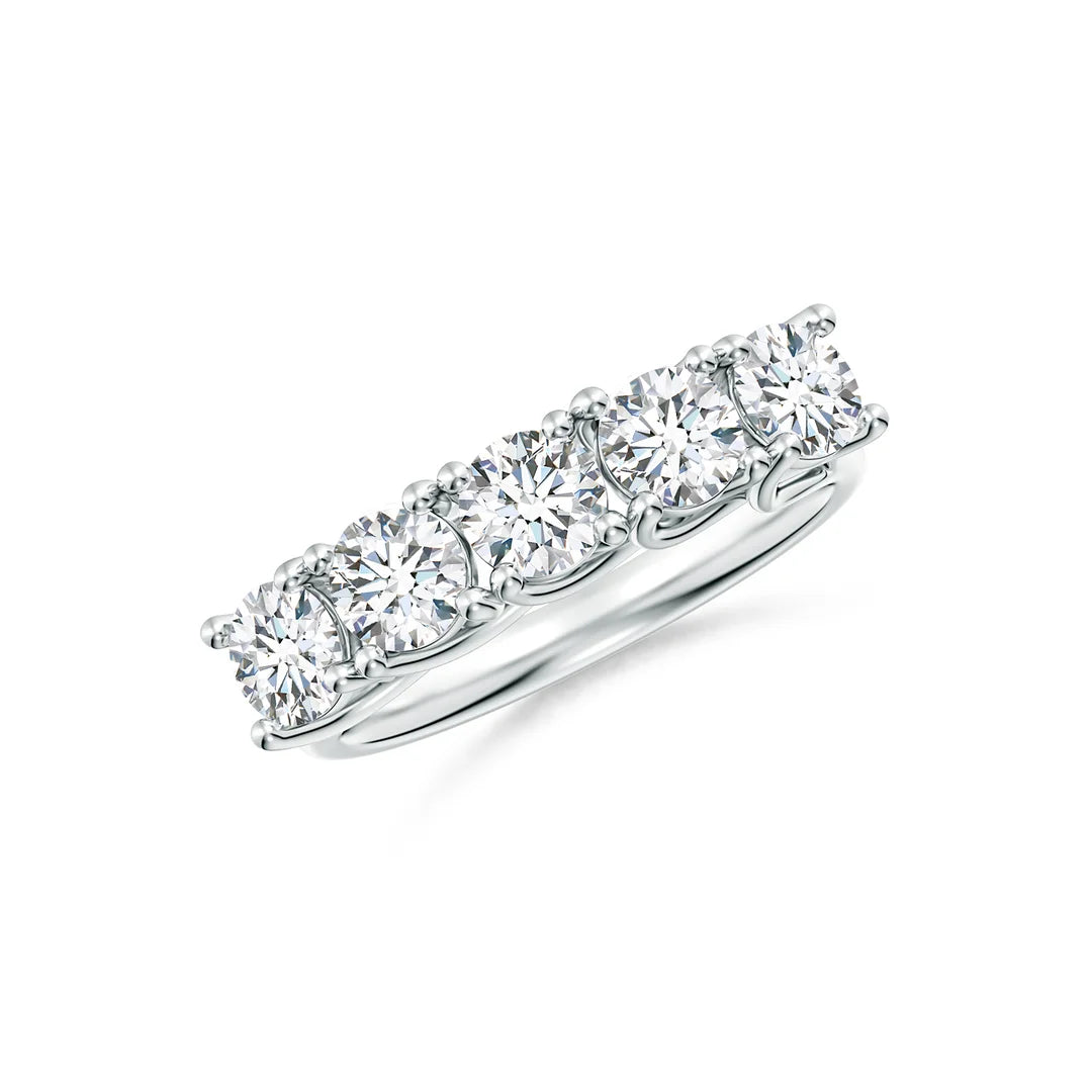 Half Eternity Five Stone Diamond Wedding Ring, Lab-Grown