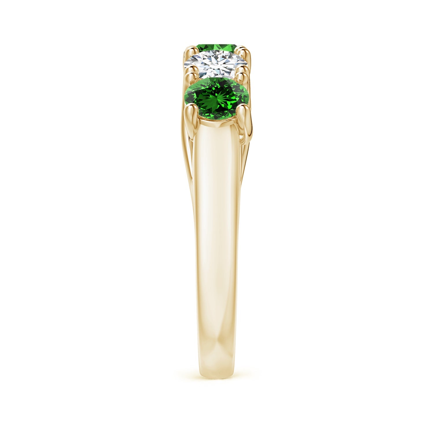 Half Eternity Five Stone Emerald and Diamond Wedding Ring, Lab-Grown