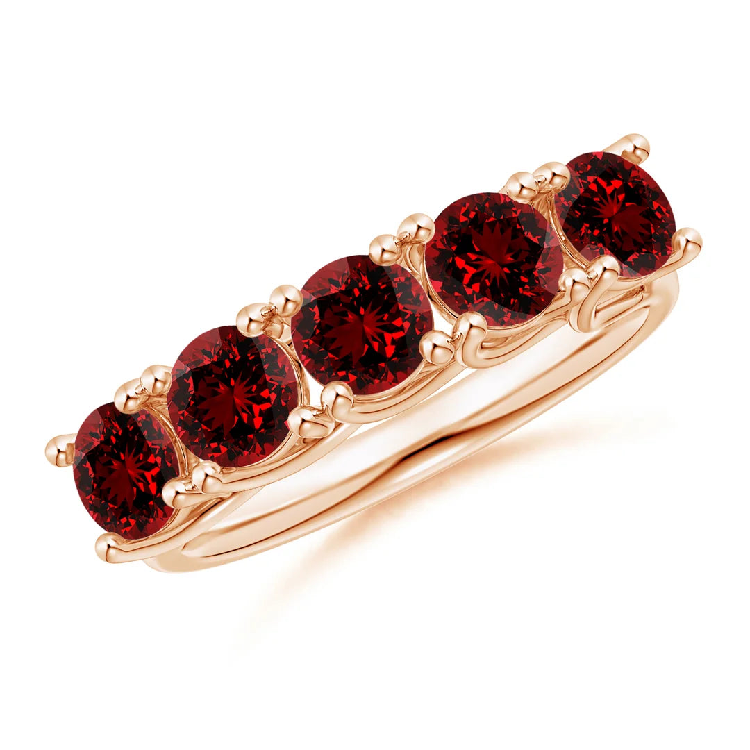 Half Eternity Five Stone Ruby Wedding Band
