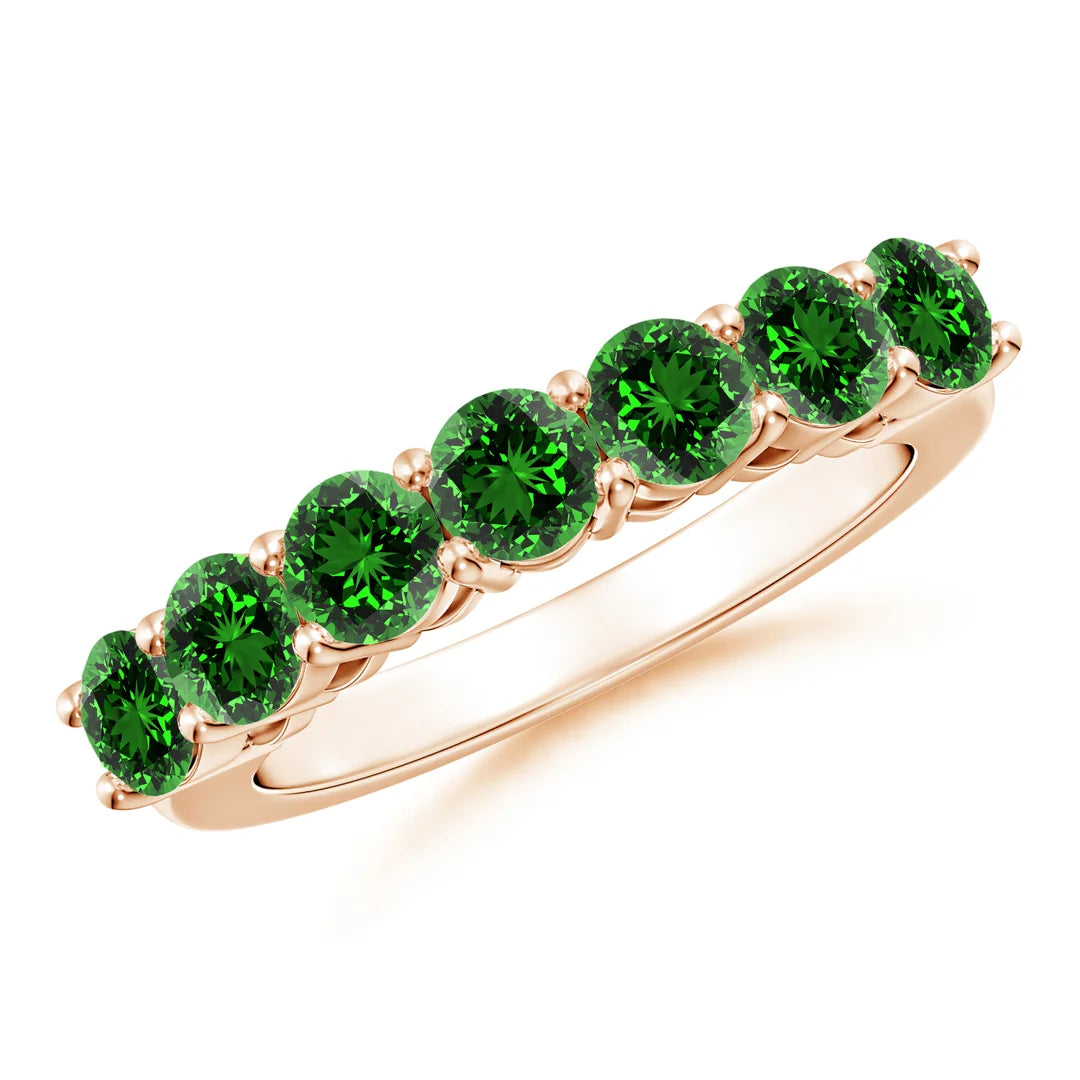 Half Eternity Seven Stone Emerald Wedding Band