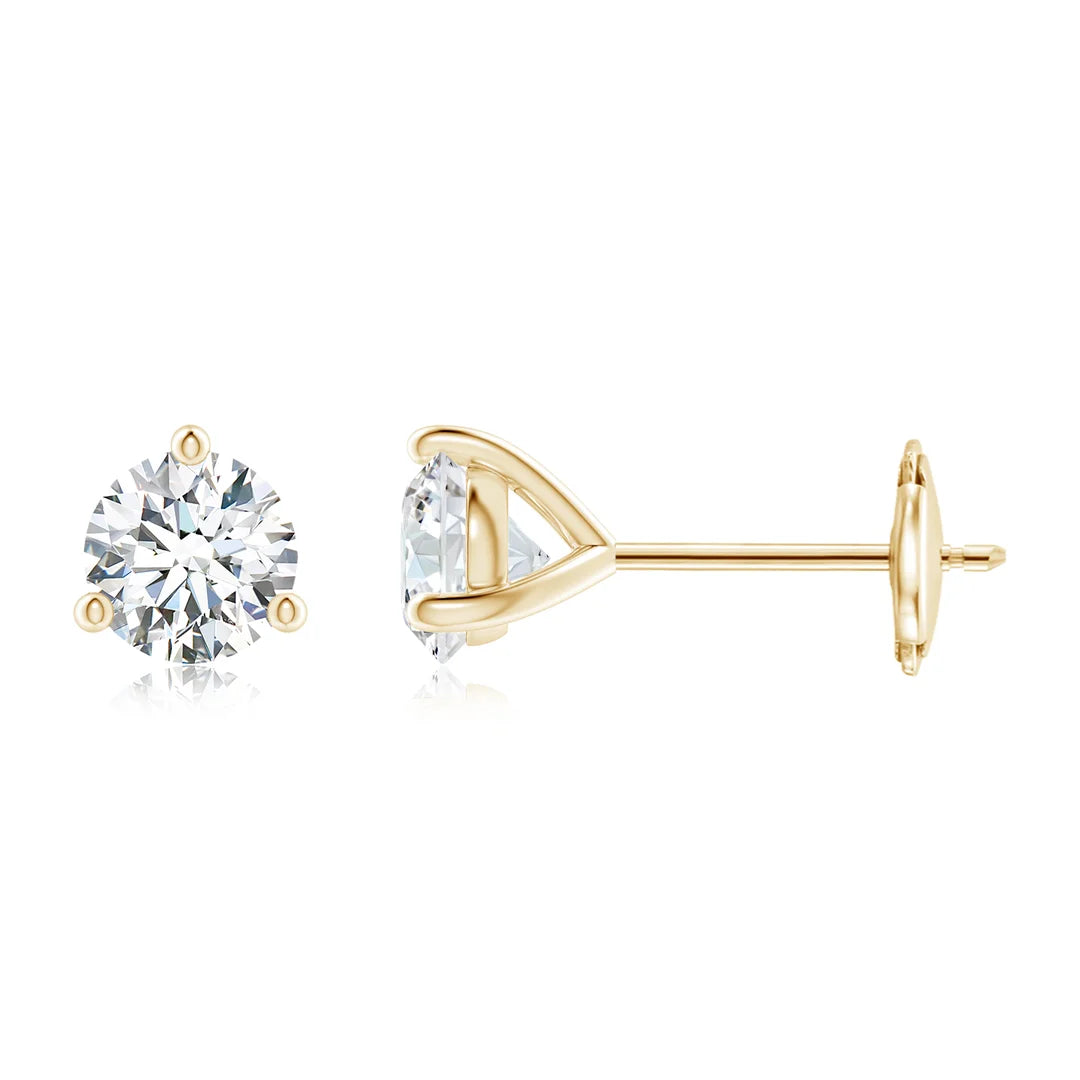 Round Diamond Martini Stud Earrings, Prong-Set