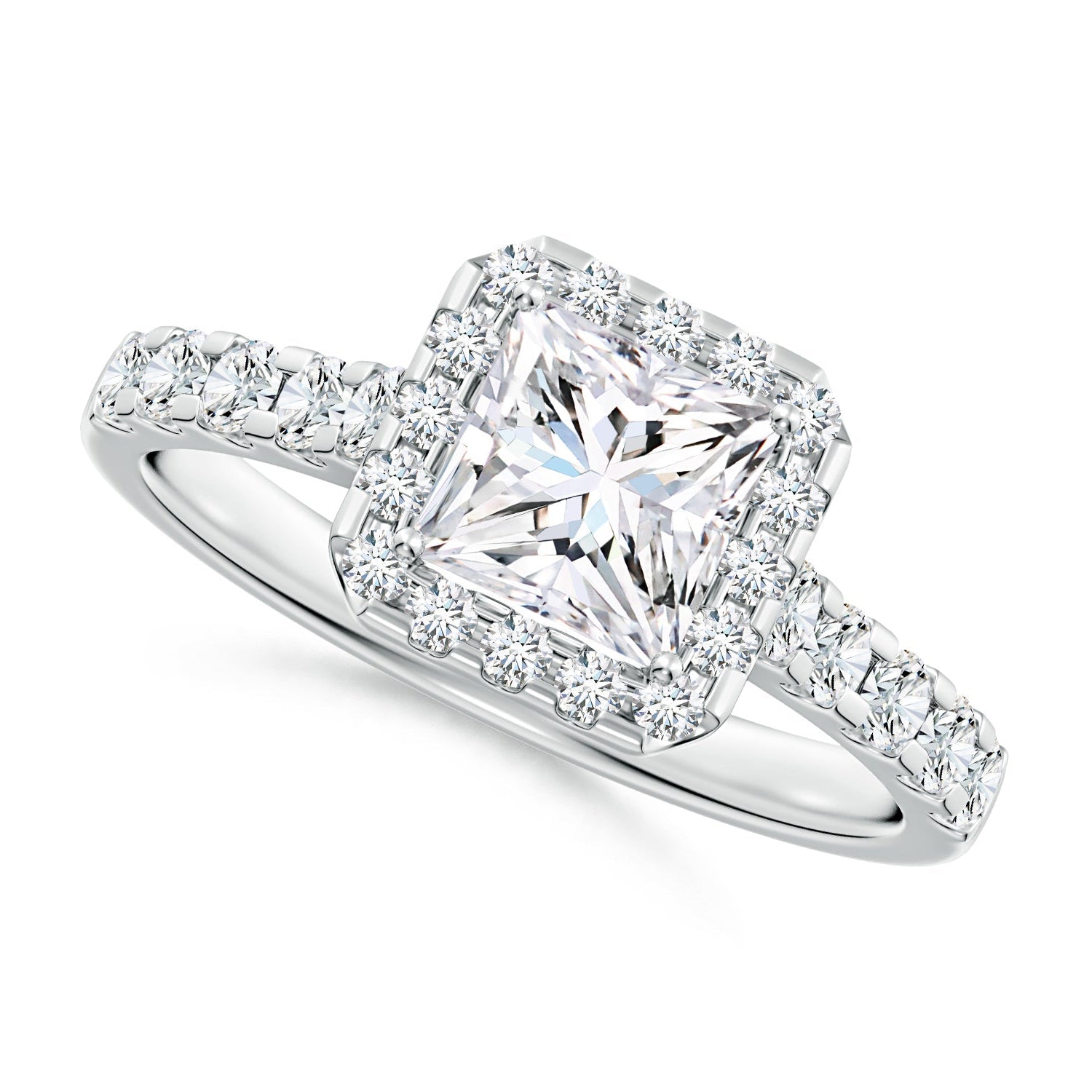 Princess-Cut Diamond Halo Engagement Ring