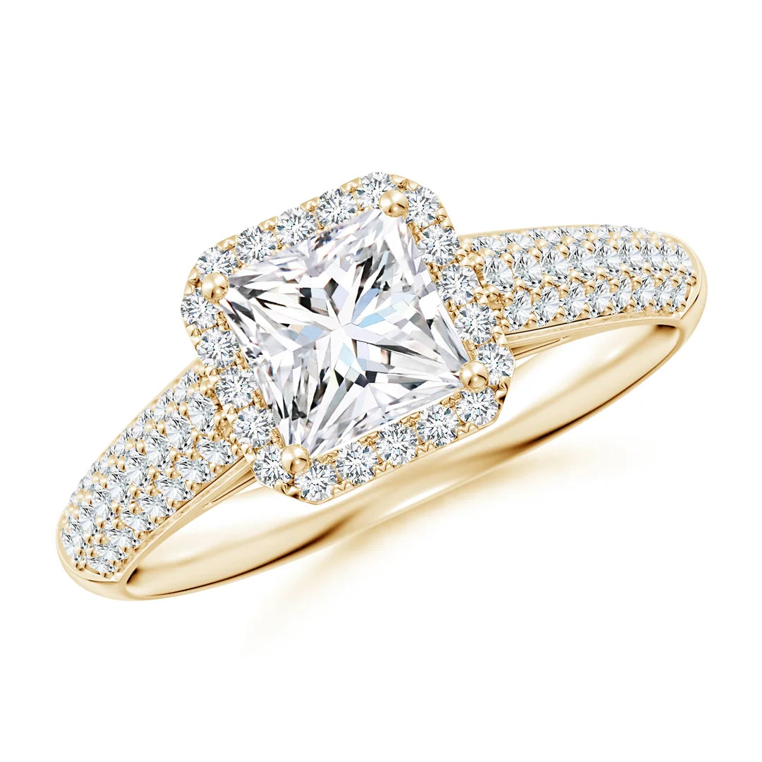 Princess-Cut Diamond Halo Engagement Ring