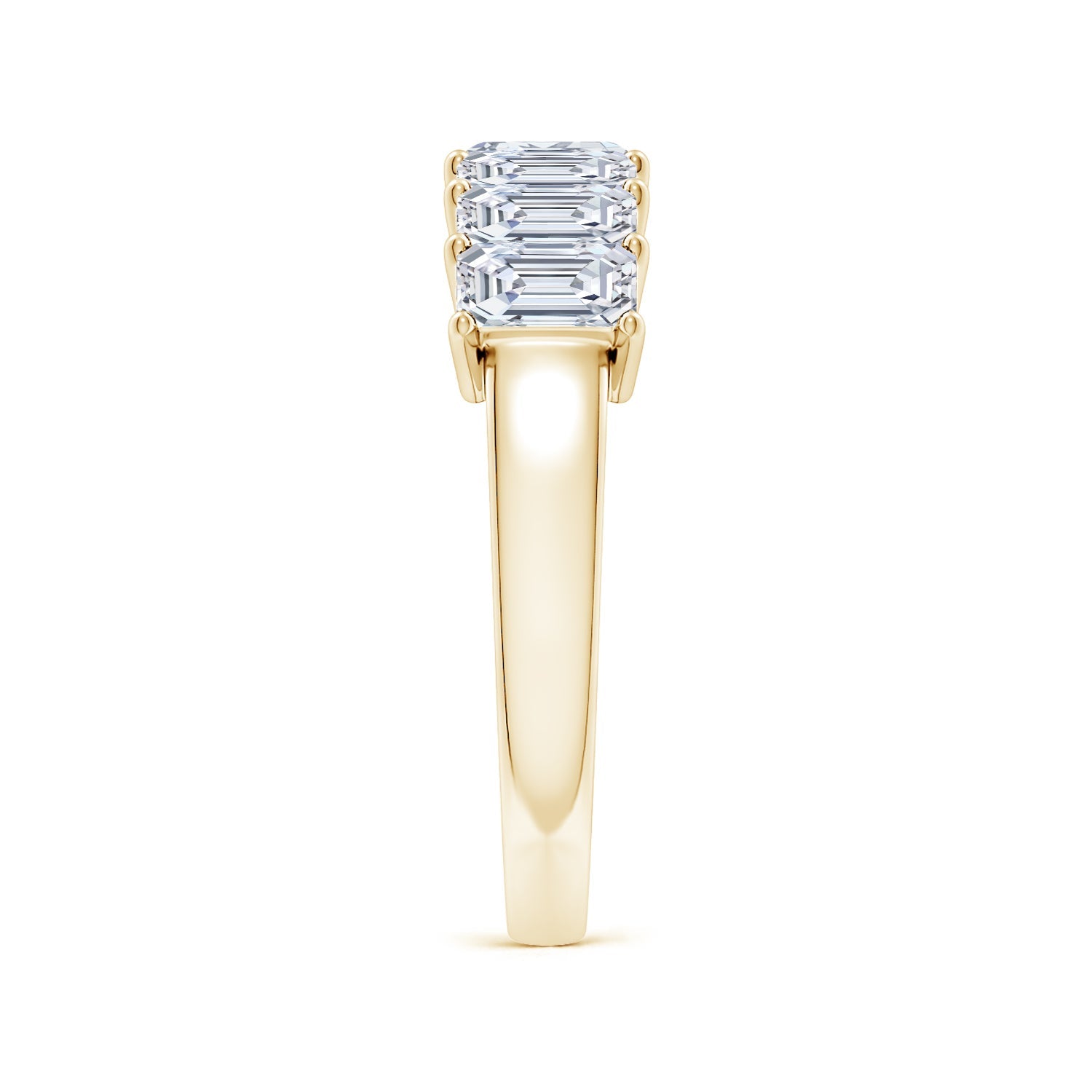Seven Stone Emerald-Cut Diamond Wedding Ring