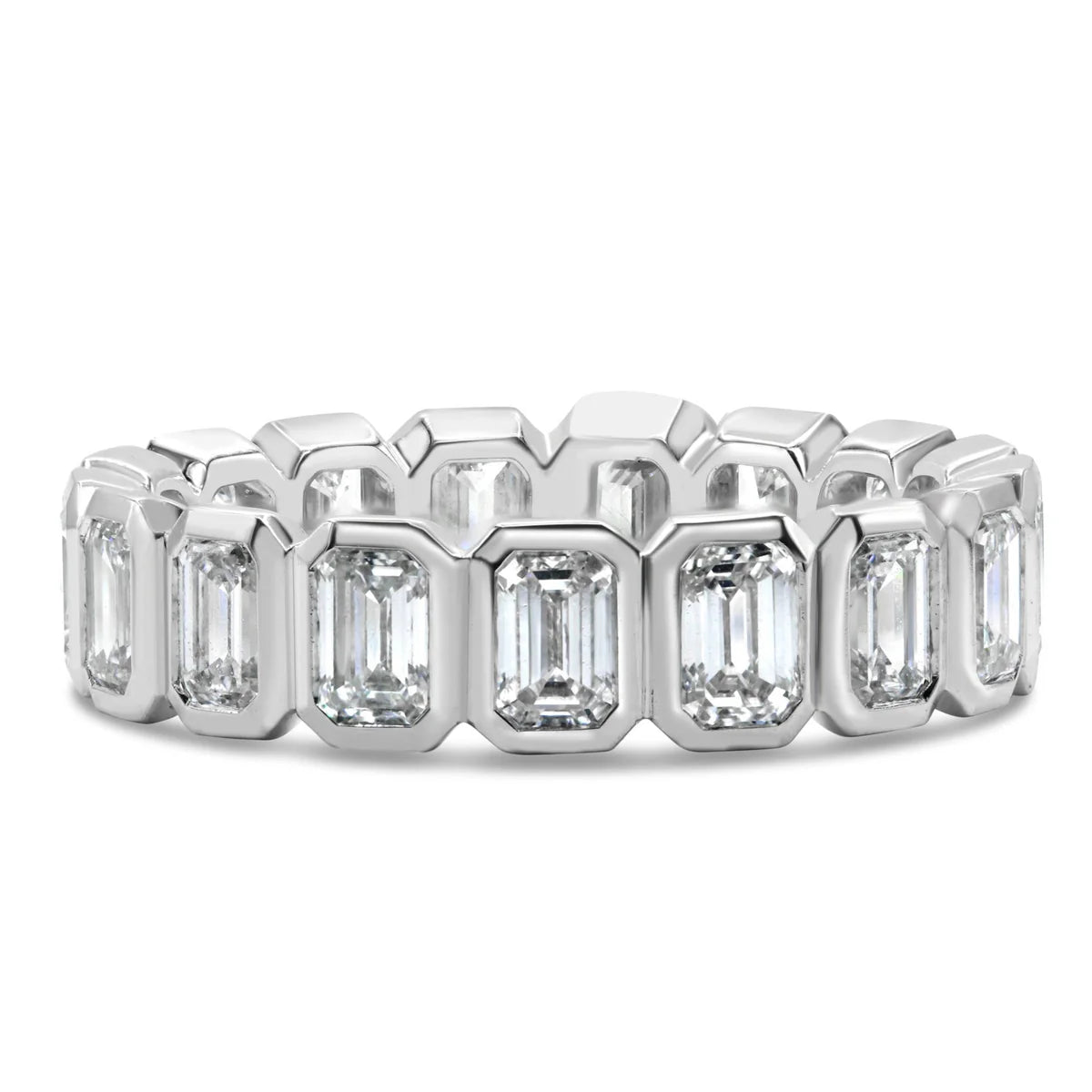 Lab Grown Bezel Emerald Cut Diamond Eternity Band