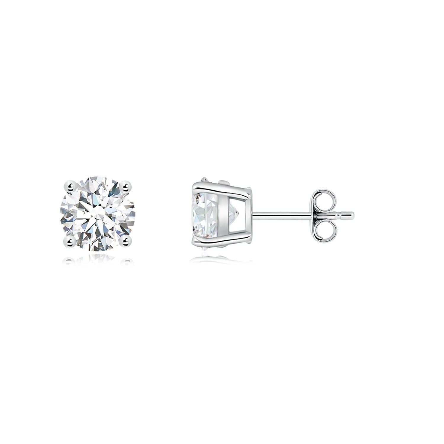 Solitaire Basket-Set Round Diamond Stud Earrings