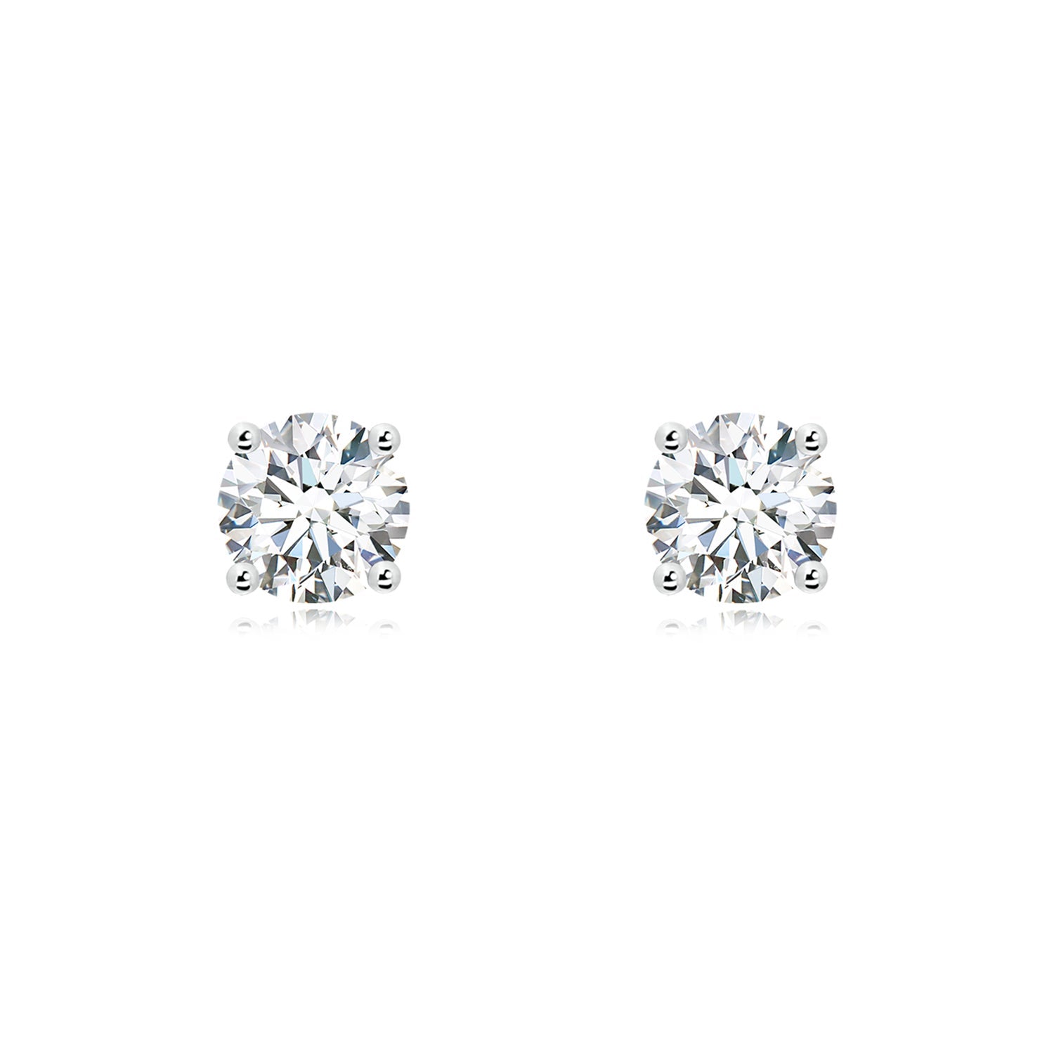 Solitaire Basket-Set Round Diamond Stud Earrings