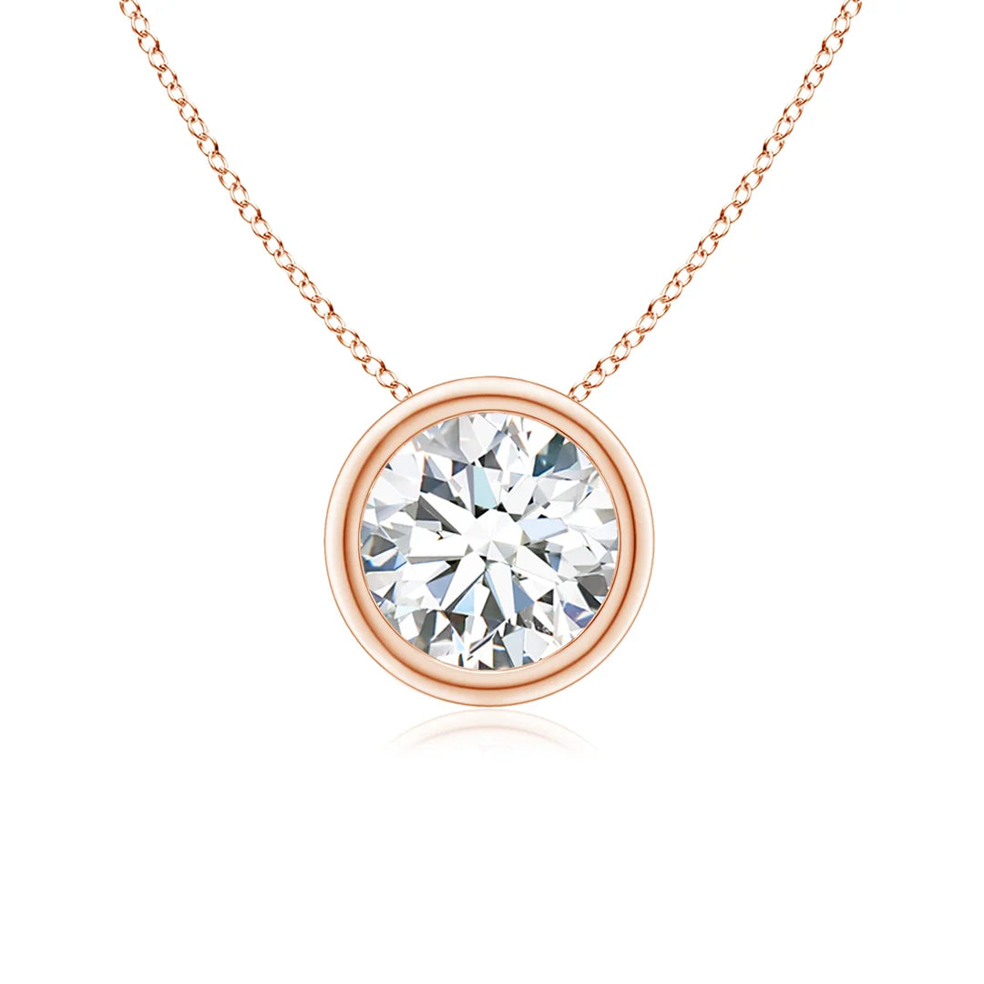 Round Diamond Solitaire Pendant, Bezel-Set