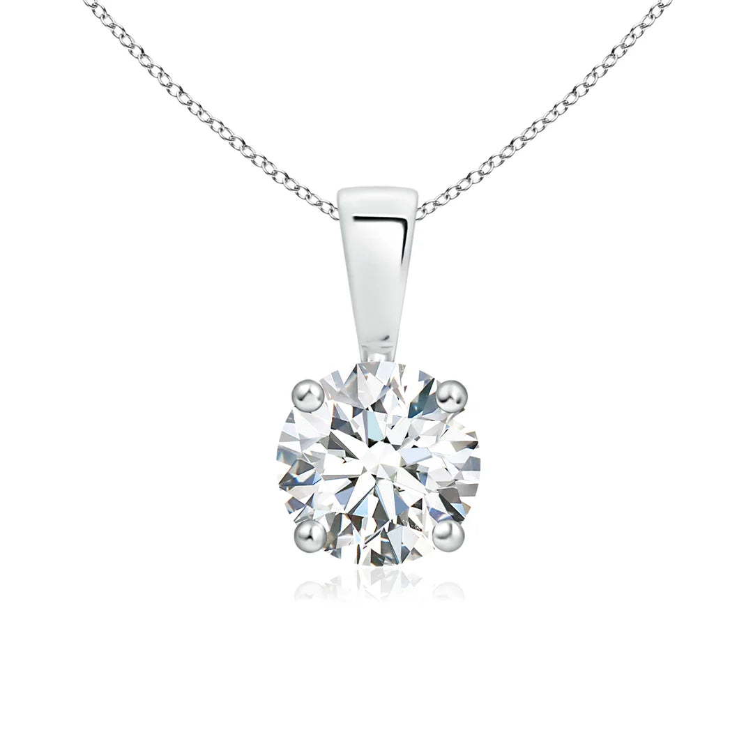Round Diamond Solitaire Pendant Prong-Set
