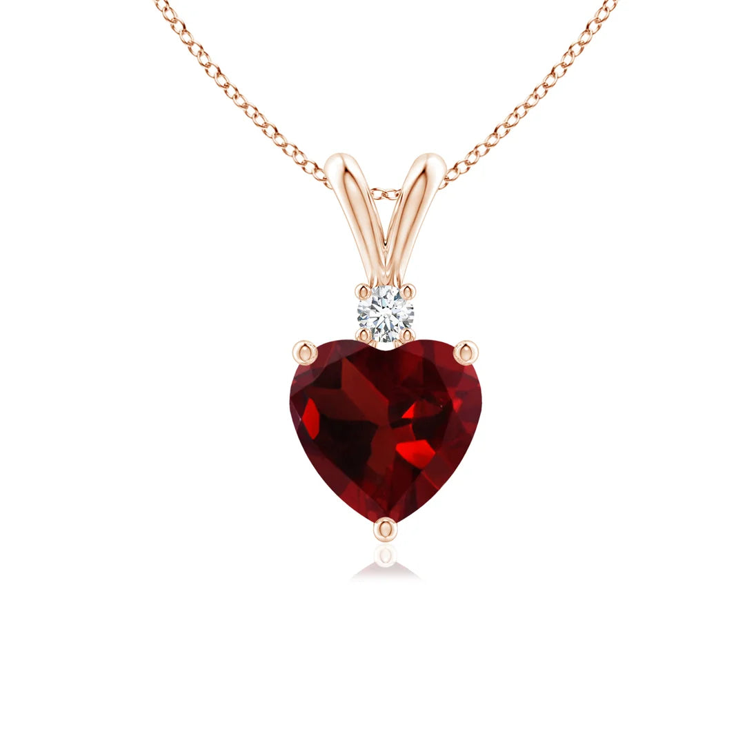 Garnet Heart-Shaped Bale Pendant with Diamond