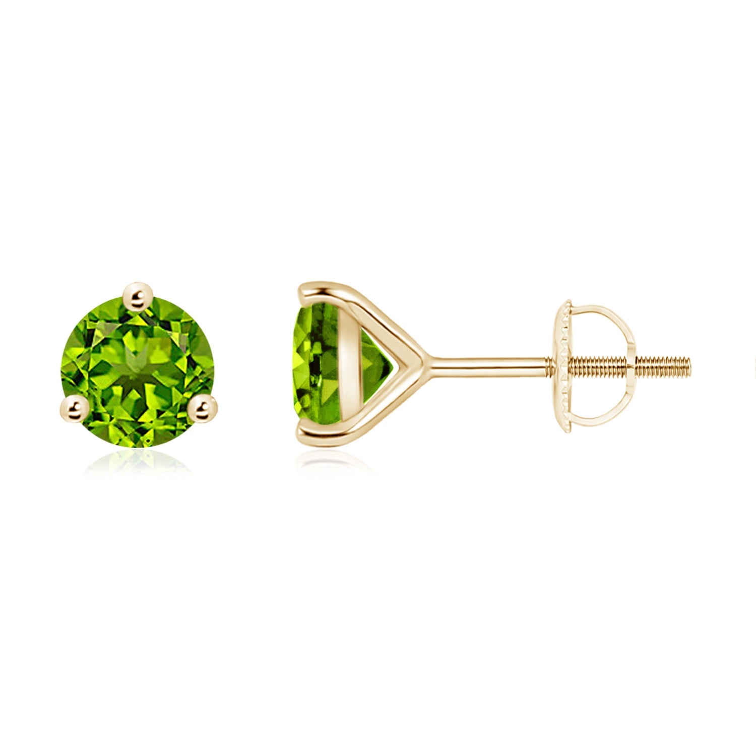 Round Peridot Stud Earrings, Martini-Set