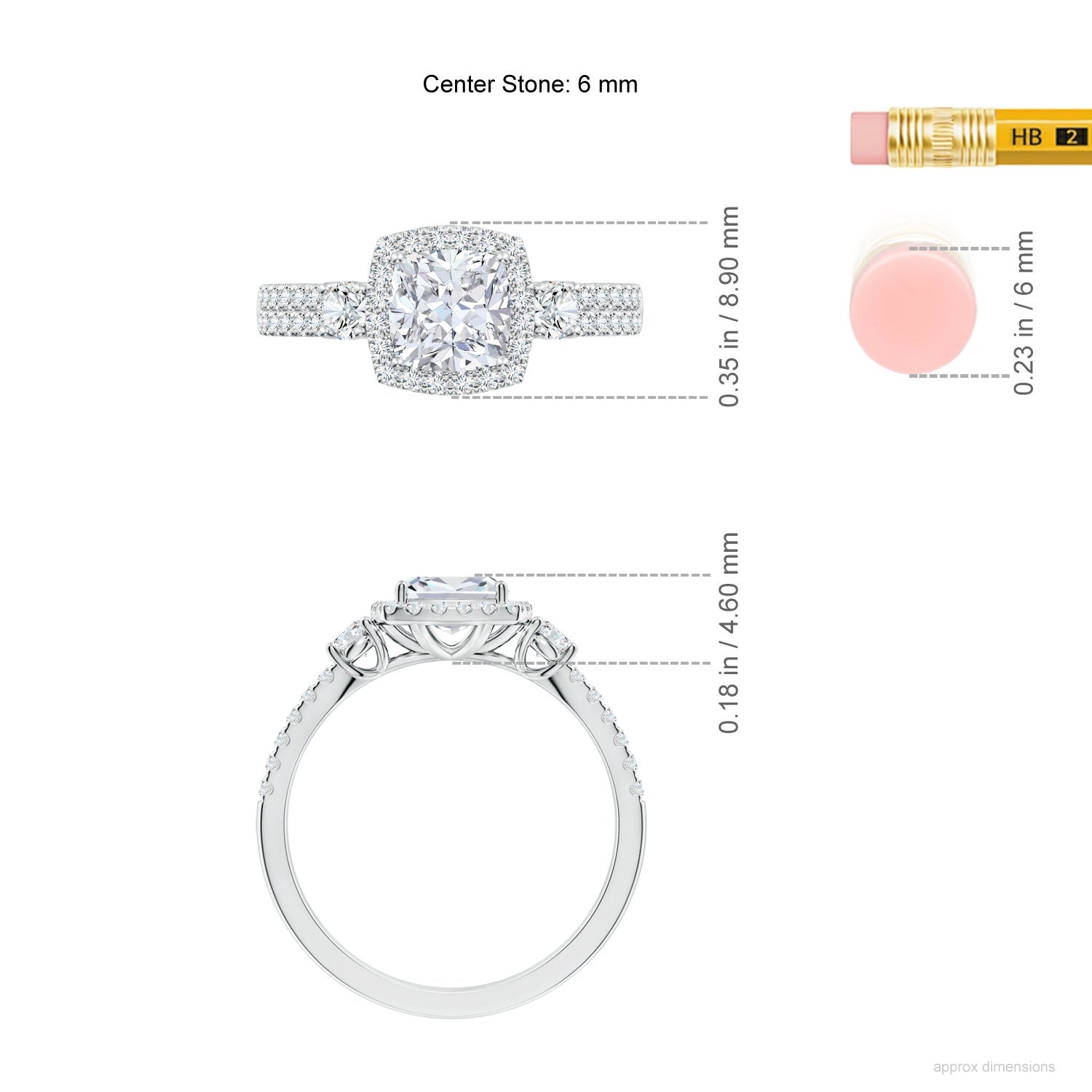 Cushion Diamond Halo Double Shank Engagement Ring, Lab-Grown