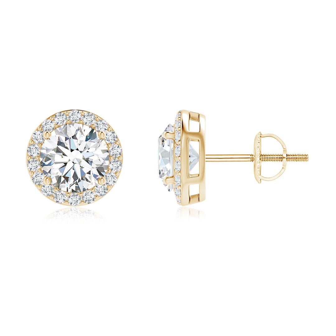 Vintage-Inspired Round Diamond Halo Stud Earrings, Lab Grown