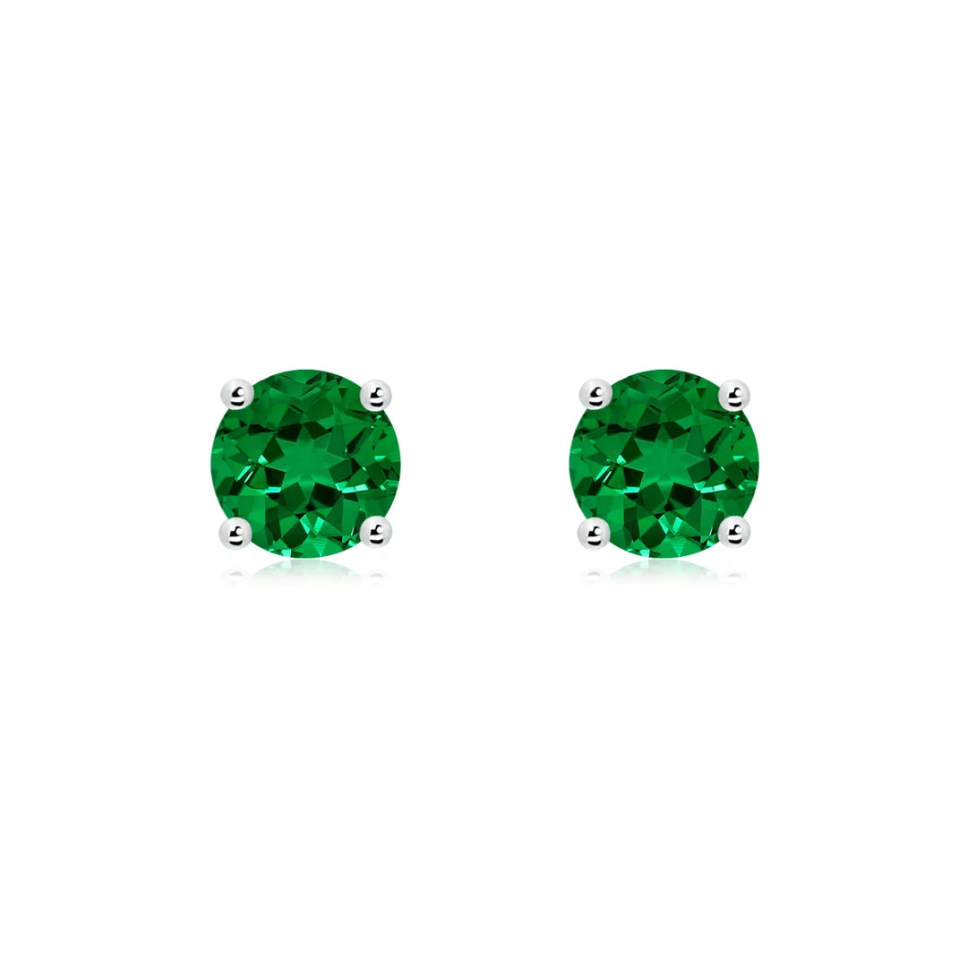 Round Emerald Stud Earrings
