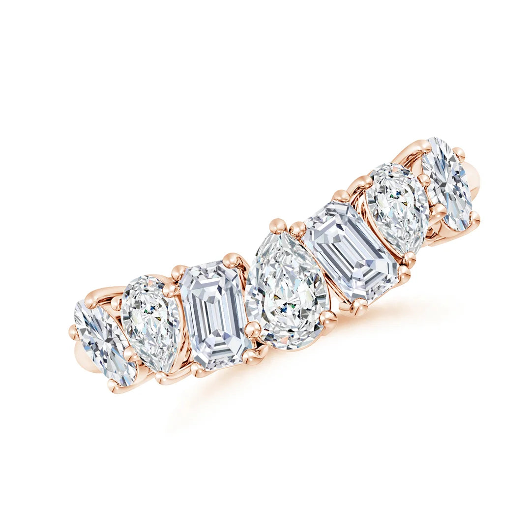 Multi-Shape Diamond Contoured Wedding Ring, Lab-Grown