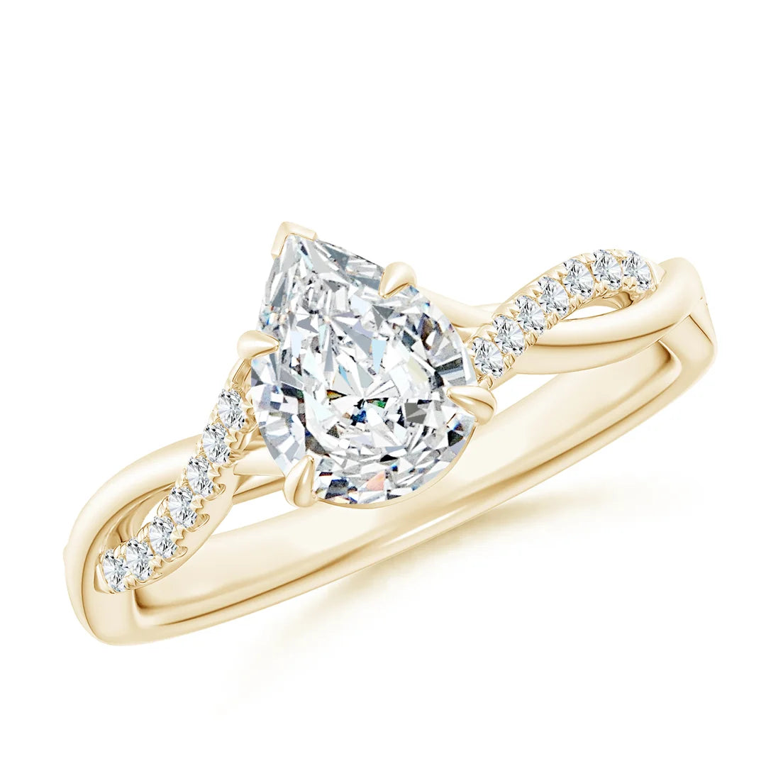 Lab-Grown Pear-Shaped Diamond Twisted Shank Engagement Ring