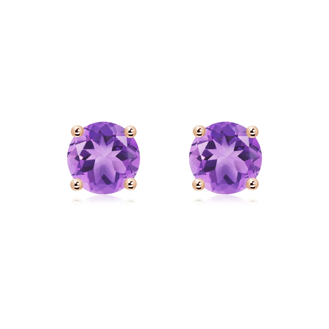 Round Amethyst Studs Earrings