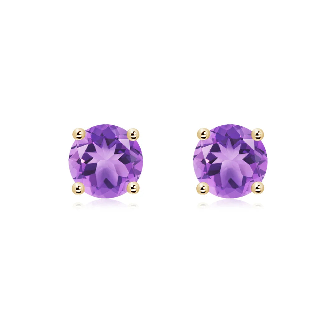 Round Amethyst Studs Earrings