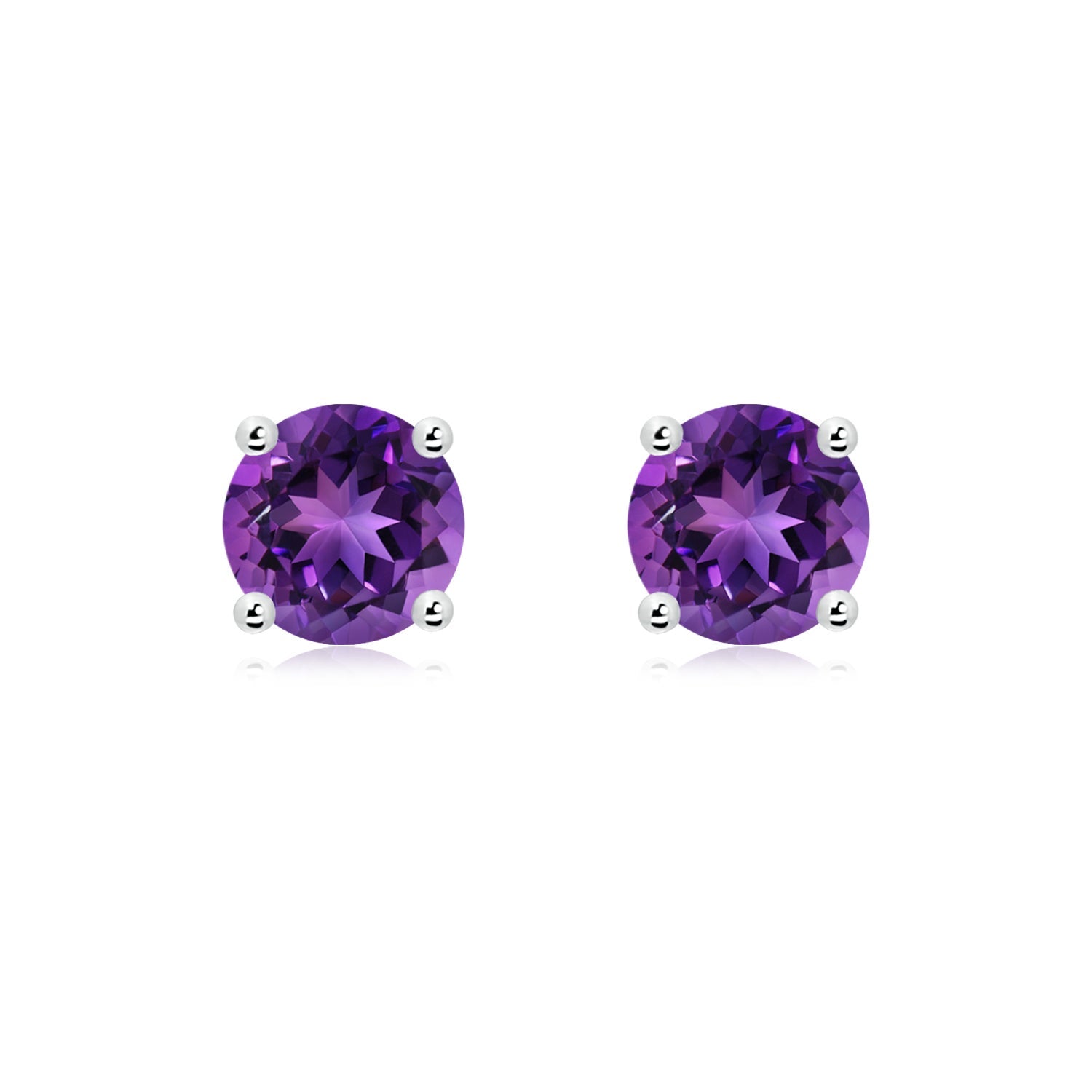 Round Amethyst Studs Earrings