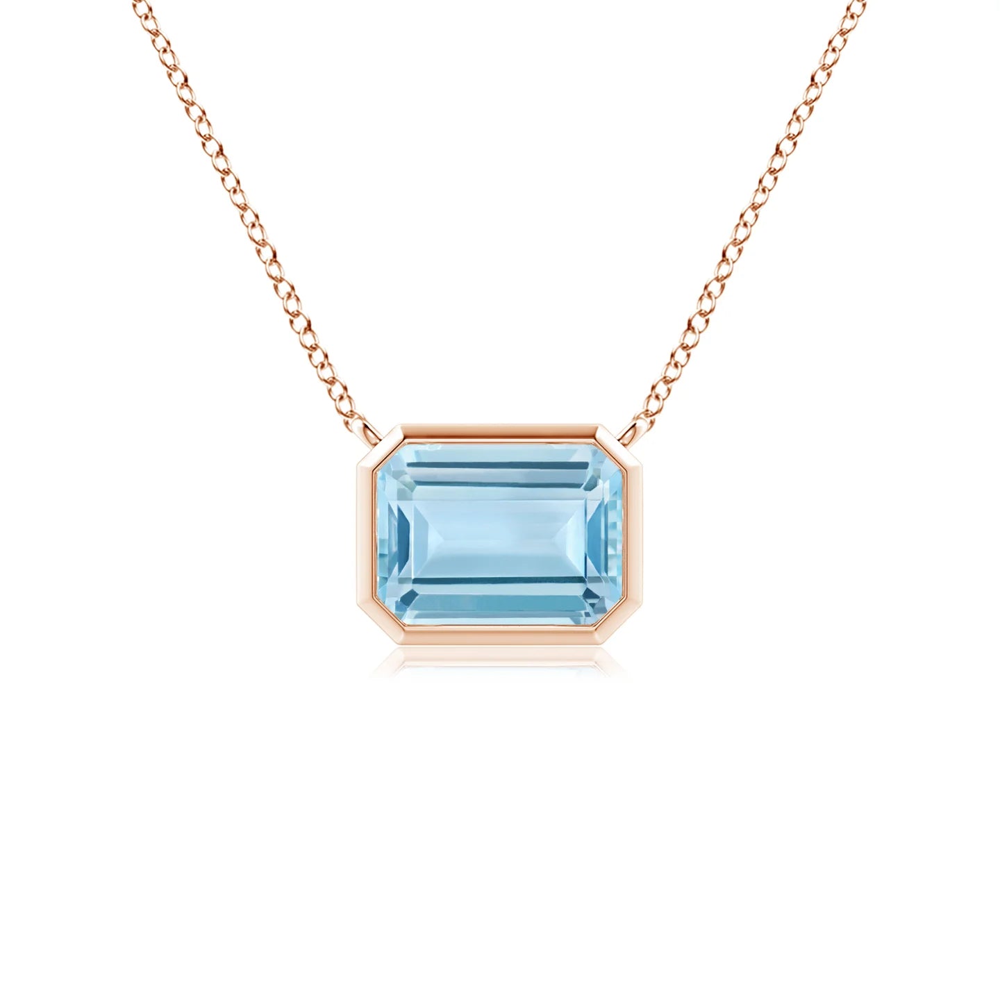 Emerald-Cut Aquamarine East-West Bezel-Set Pendant