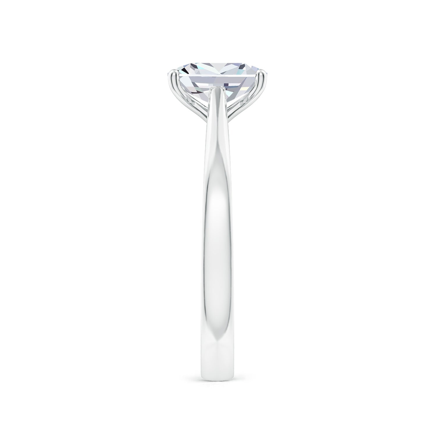 Rectangular Cushion Diamond Reverse Tapered Shank Cathedral Engagement Ring