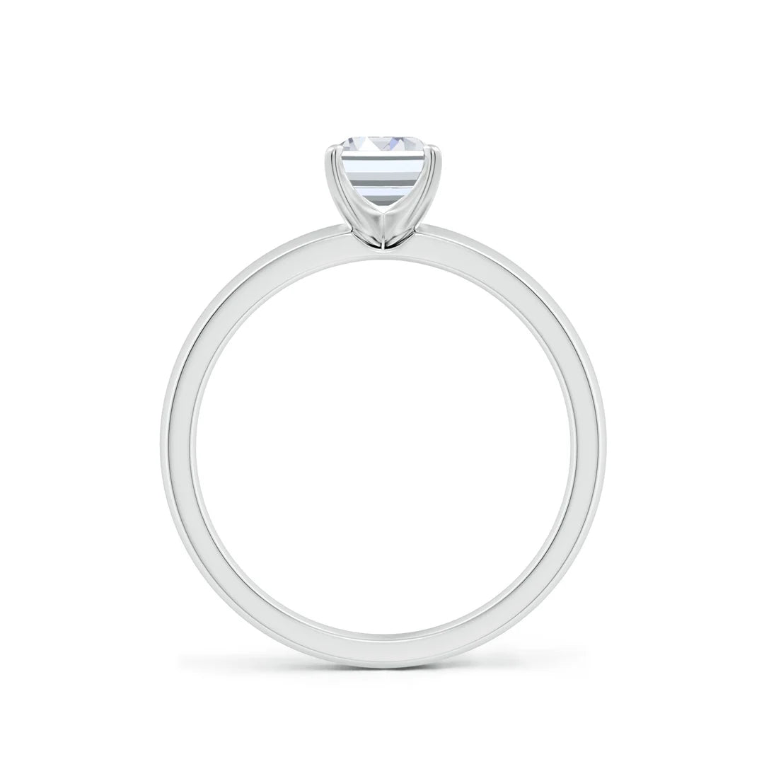 Emerald-Cut Diamond Solitaire Engagement Ring, Prong-Set