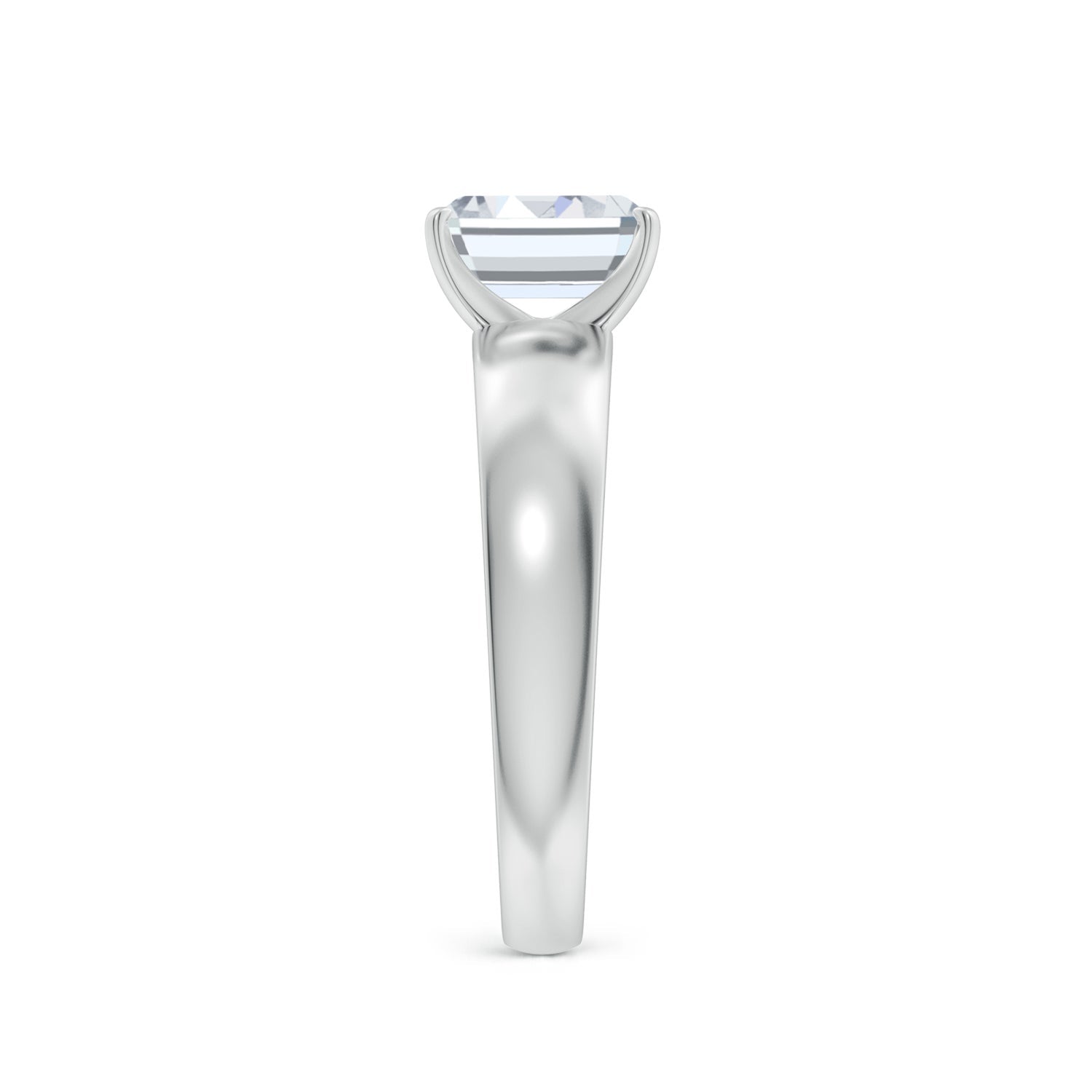 Emerald-Cut Diamond Solitaire Engagement Ring, Prong-Set