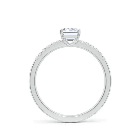 Emerald-Cut Diamond Engagement Ring with Accents