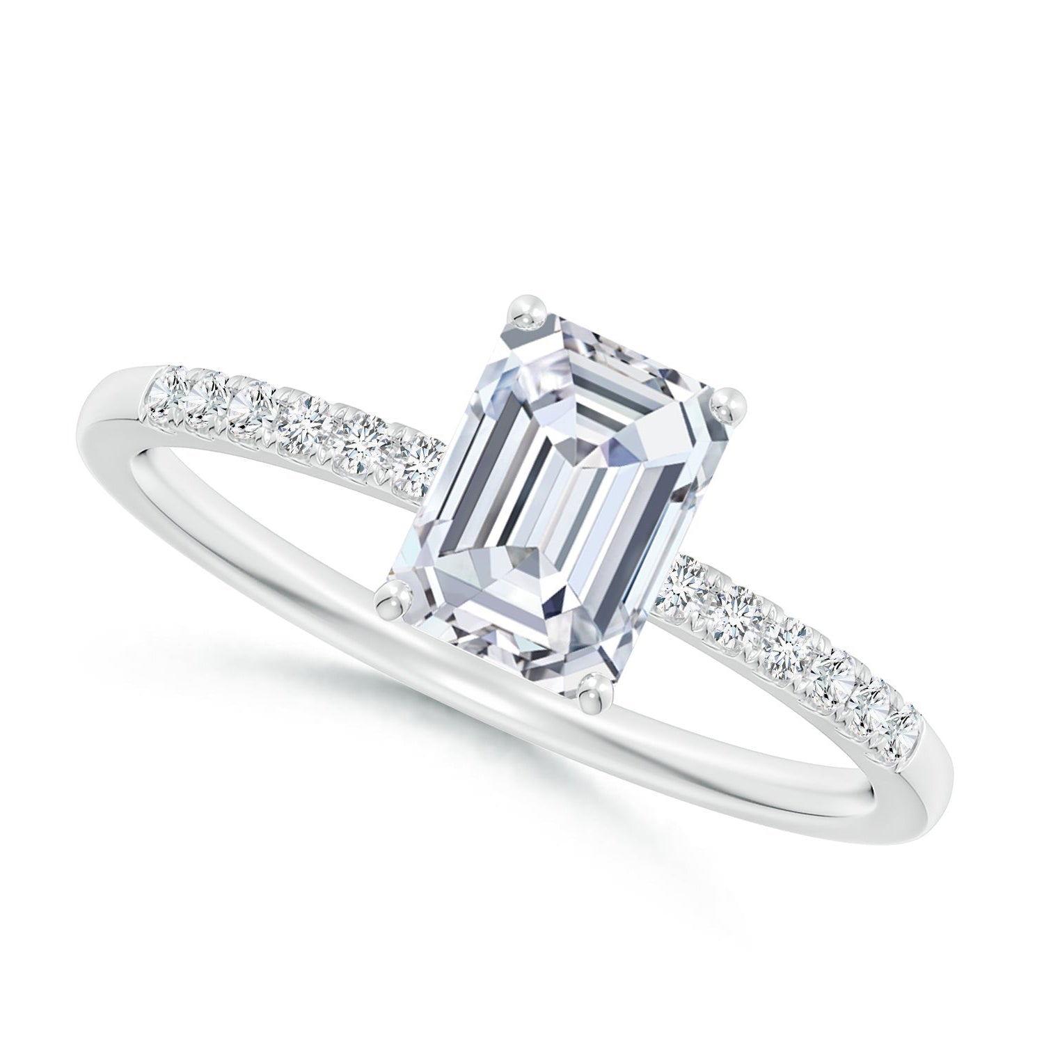 Emerald-Cut Diamond Engagement Ring with Accents