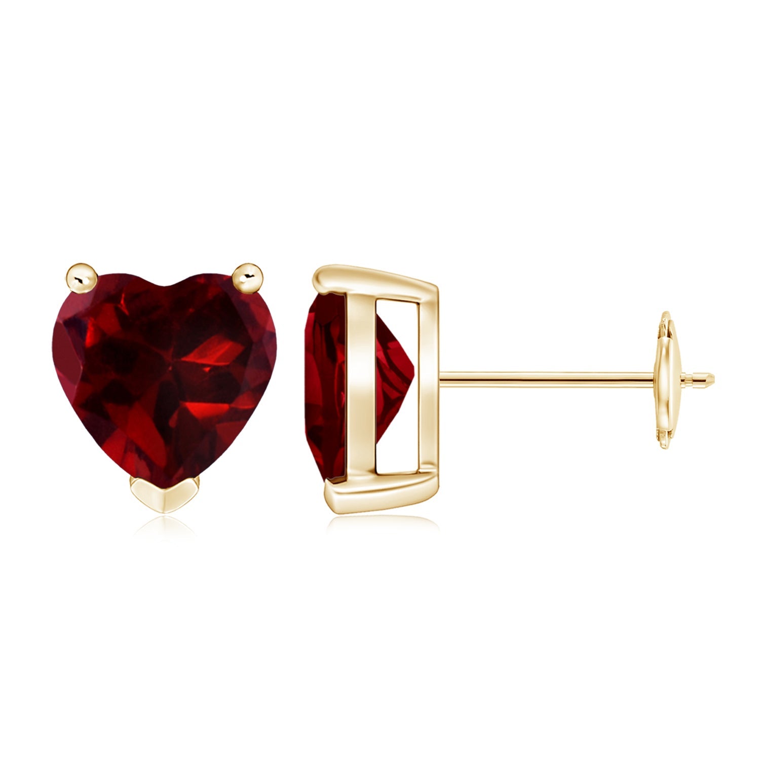 *Garnet Solitaire Heart Stud Earrings