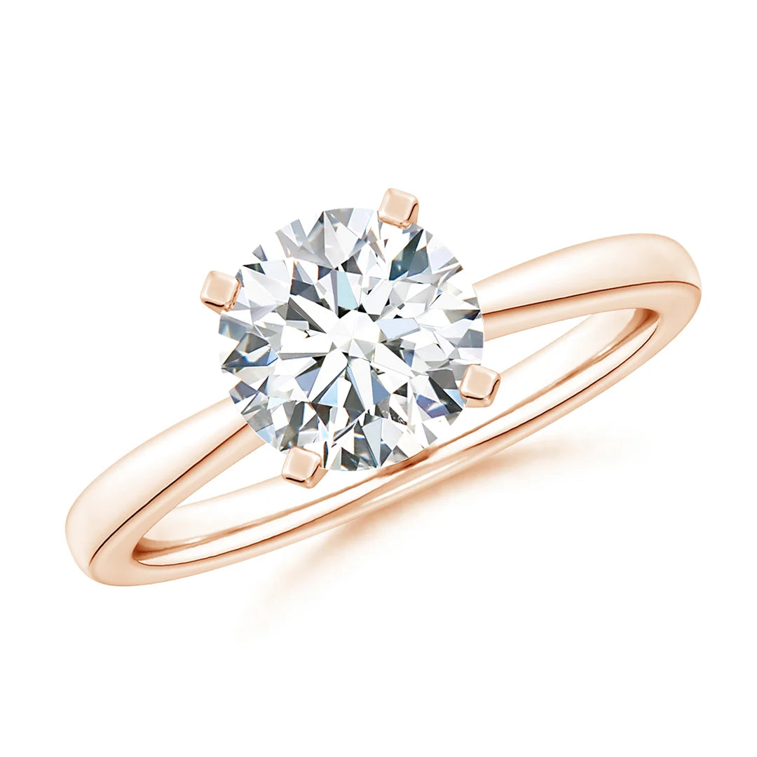 Round Diamond Reverse Tapered Shank Solitaire Engagement Ring