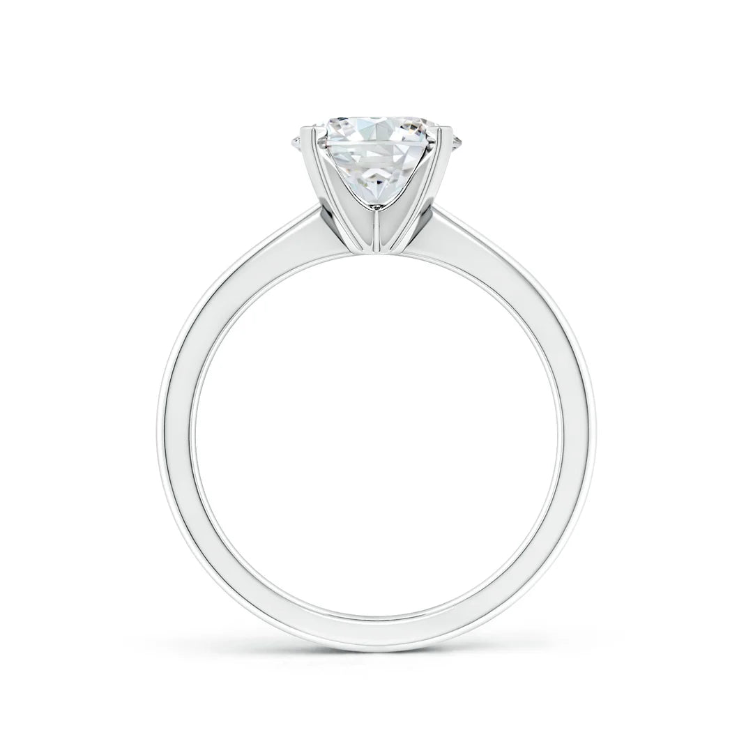 Round Diamond Reverse Tapered Shank Solitaire Engagement Ring