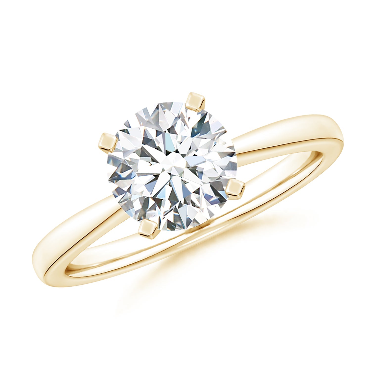 Round Diamond Reverse Tapered Shank Solitaire Engagement Ring
