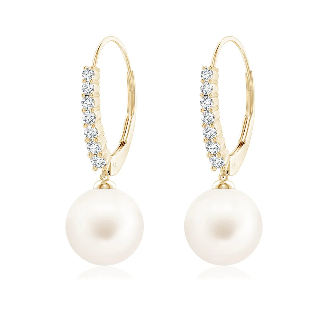 Pearl Tapered Leverback Earrings