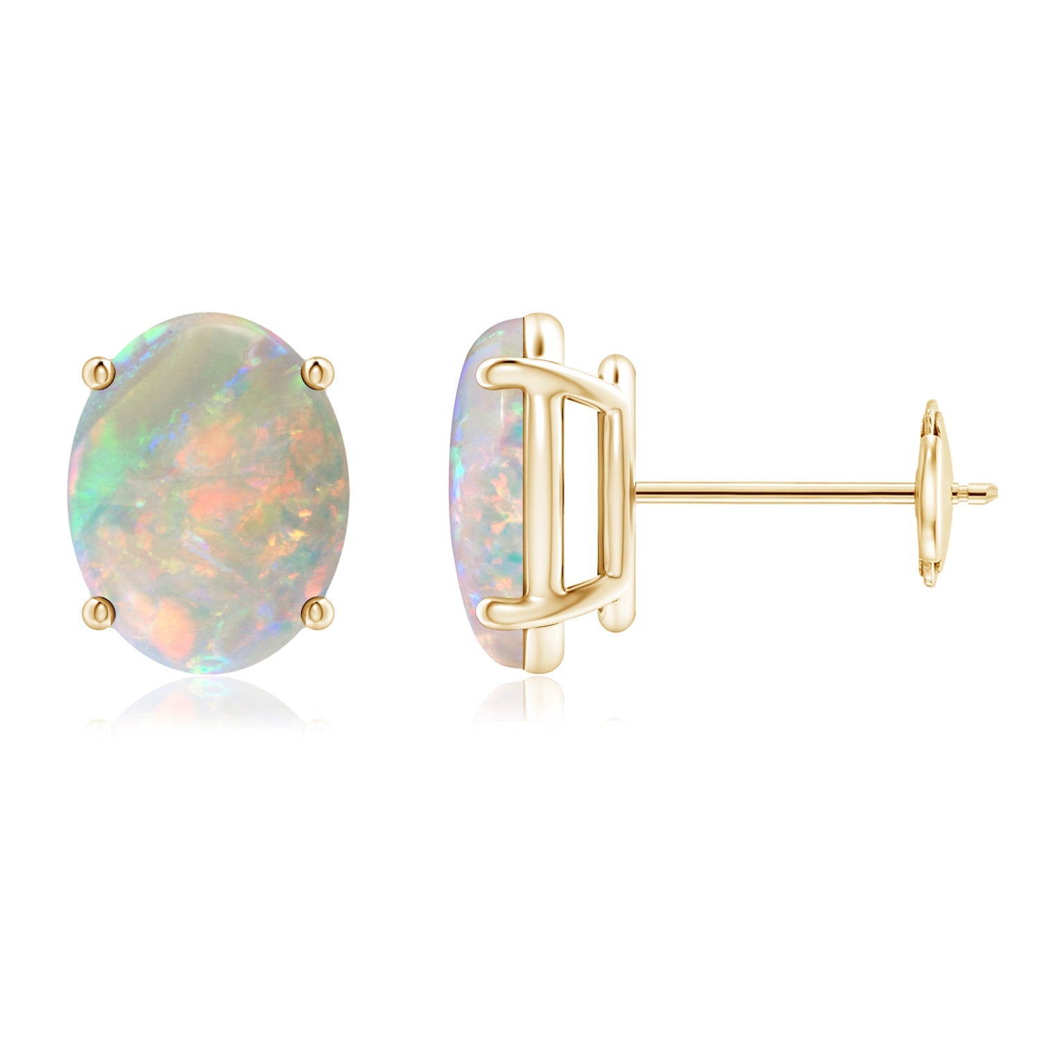 Oval Opal Solitaire Stud Earrings
