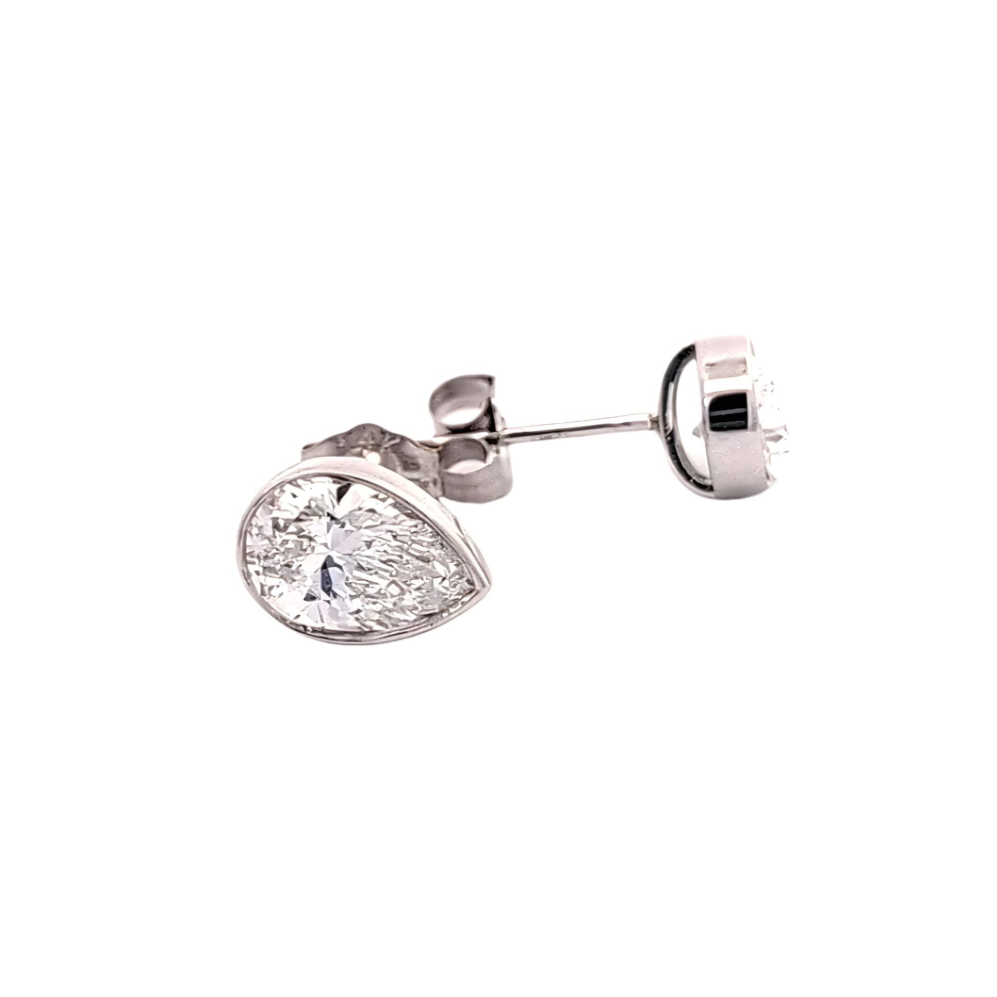 Pear Diamond Stud Earrings, 1.97 ct., 14K White Gold, Lab Grown