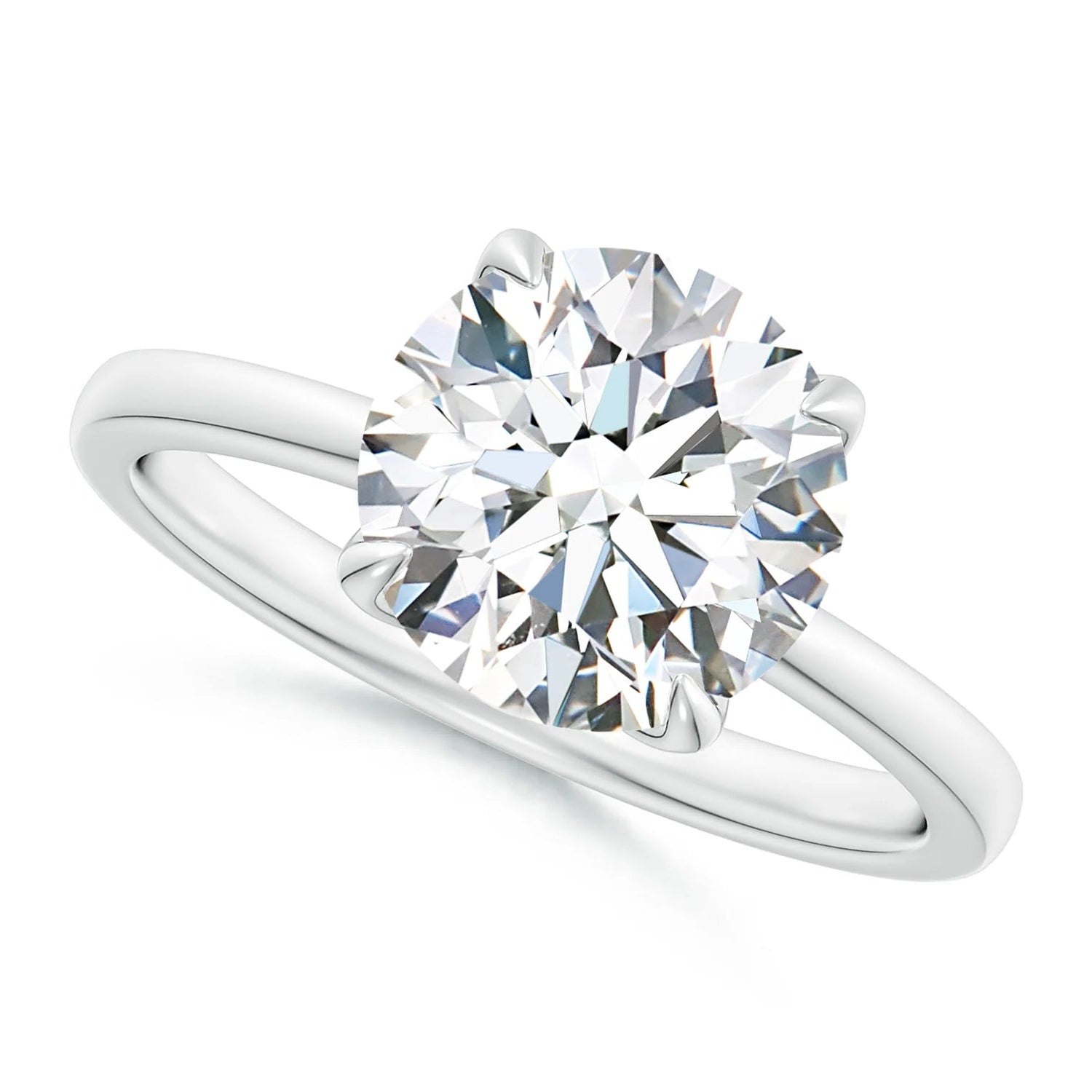 Round Solitaire Claw-Set Diamond Classic Engagement Ring