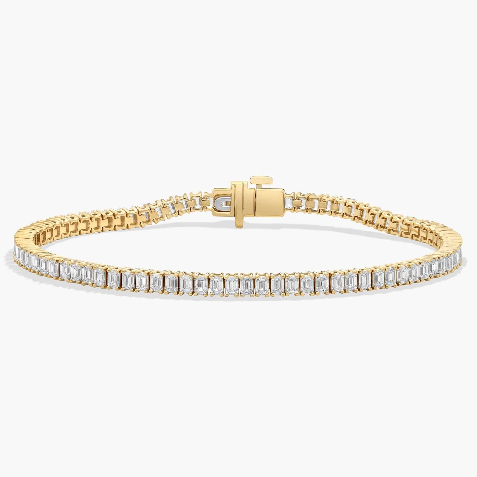 Emerald-Cut Diamond Tennis Bracelet, 14K Gold, Lab Grown
